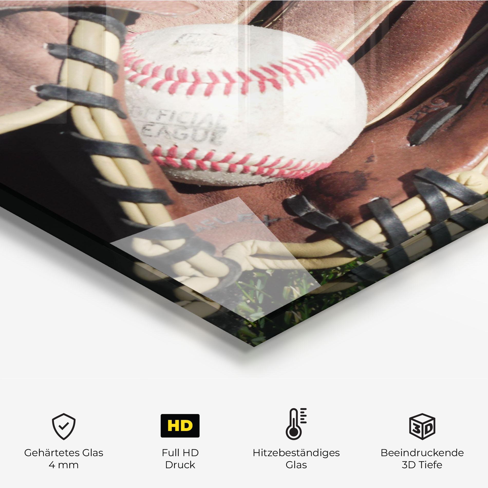 Küchenrückwand Glas Brown Baseball Glove mockup 2
