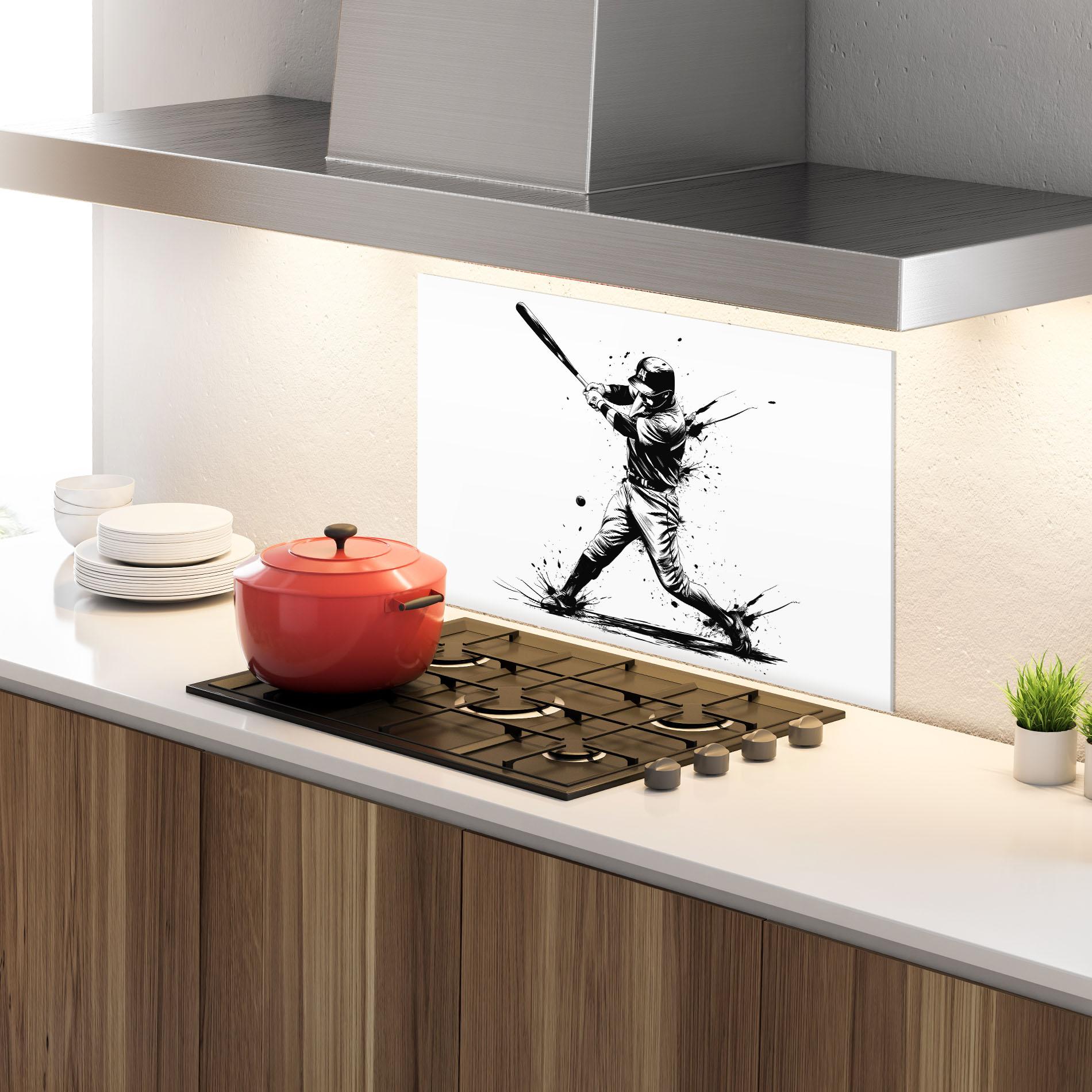 Küchenrückwand Glas Baseball Splash mockup 4