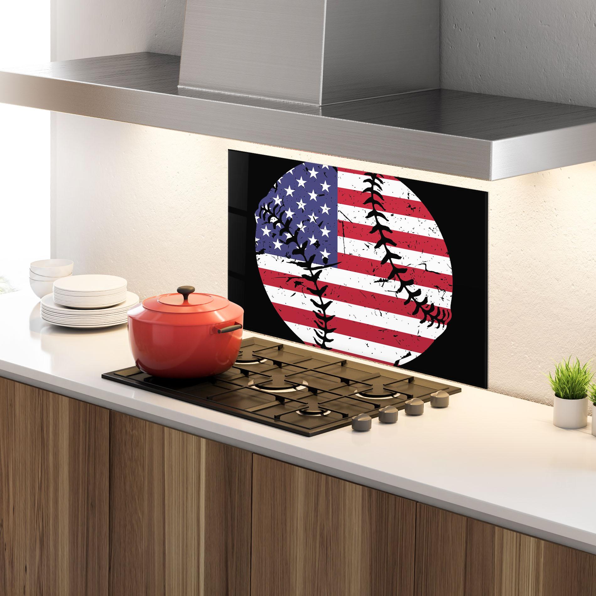 Küchenrückwand Glas Baseball Usa mockup 4