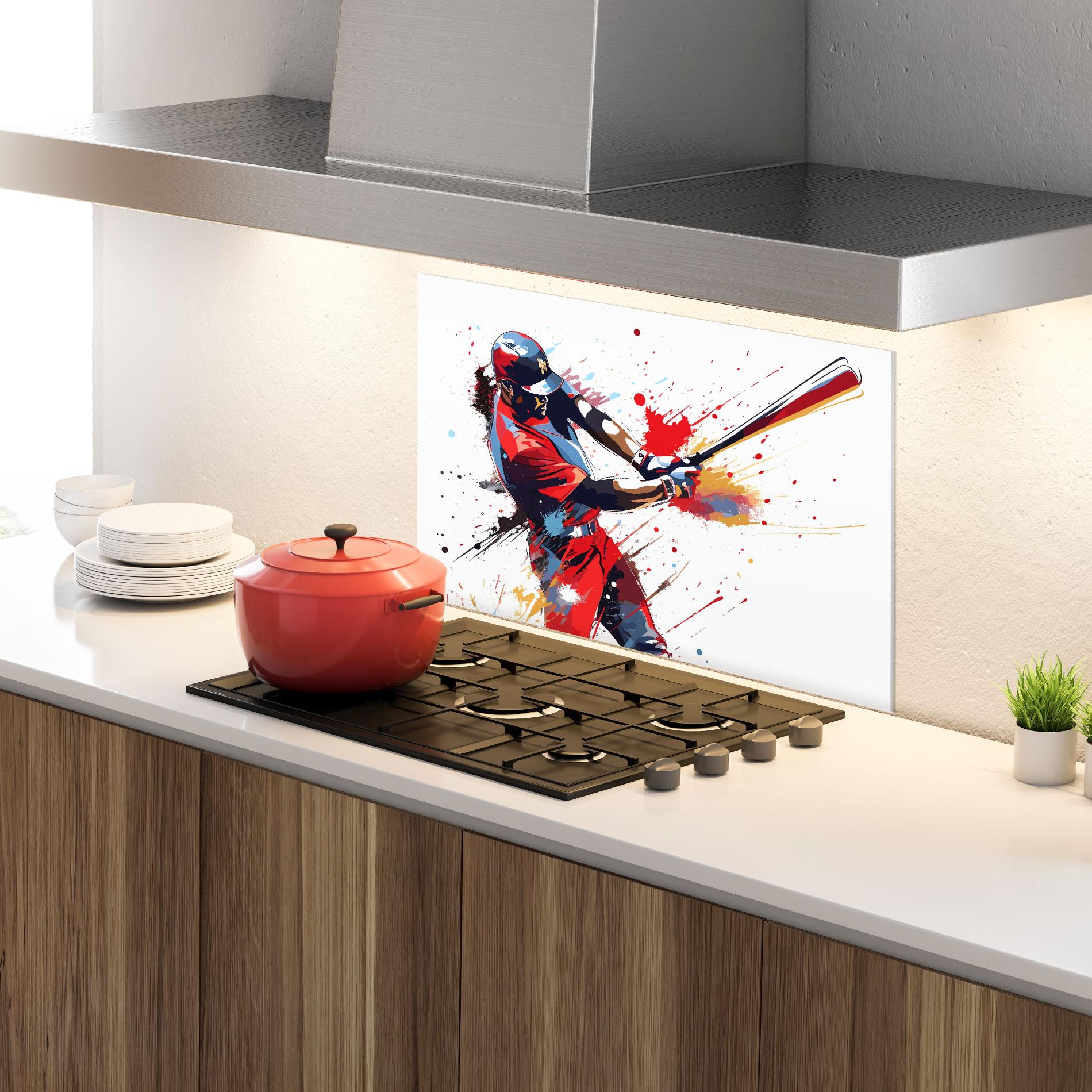 Küchenrückwand Glas Colorful Baseball mockup 4