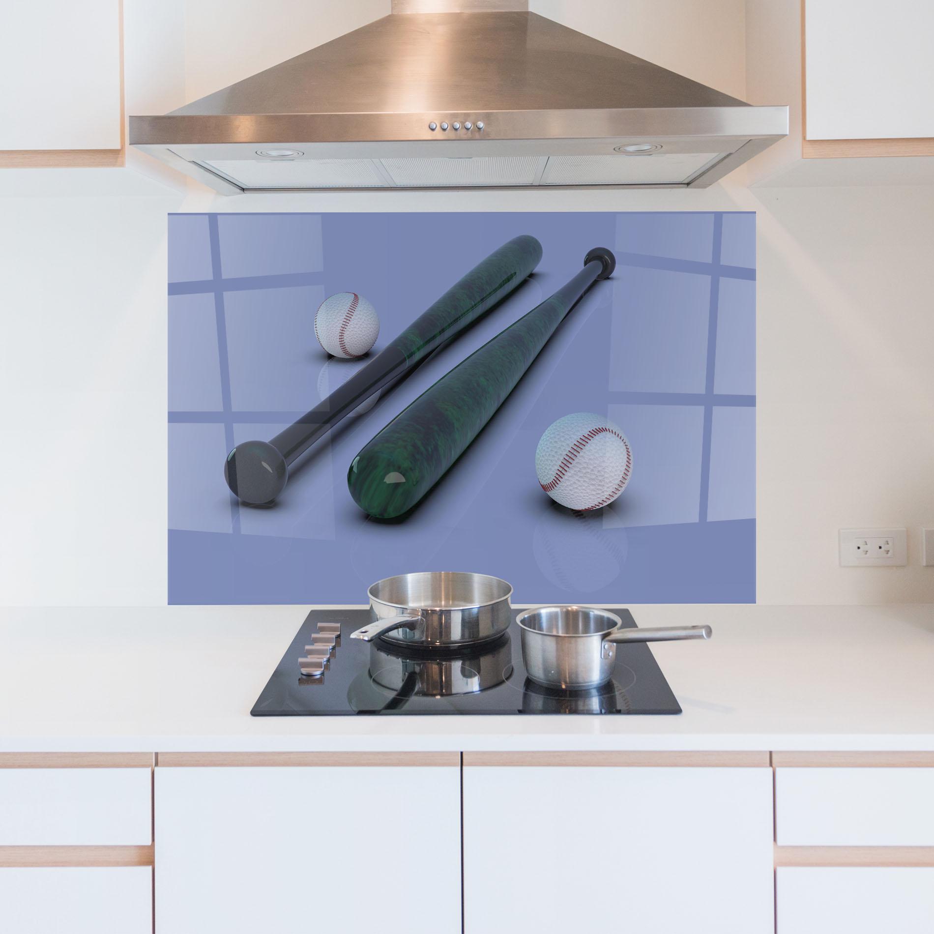Küchenrückwand Glas Baseball Ball On Purple mockup 5