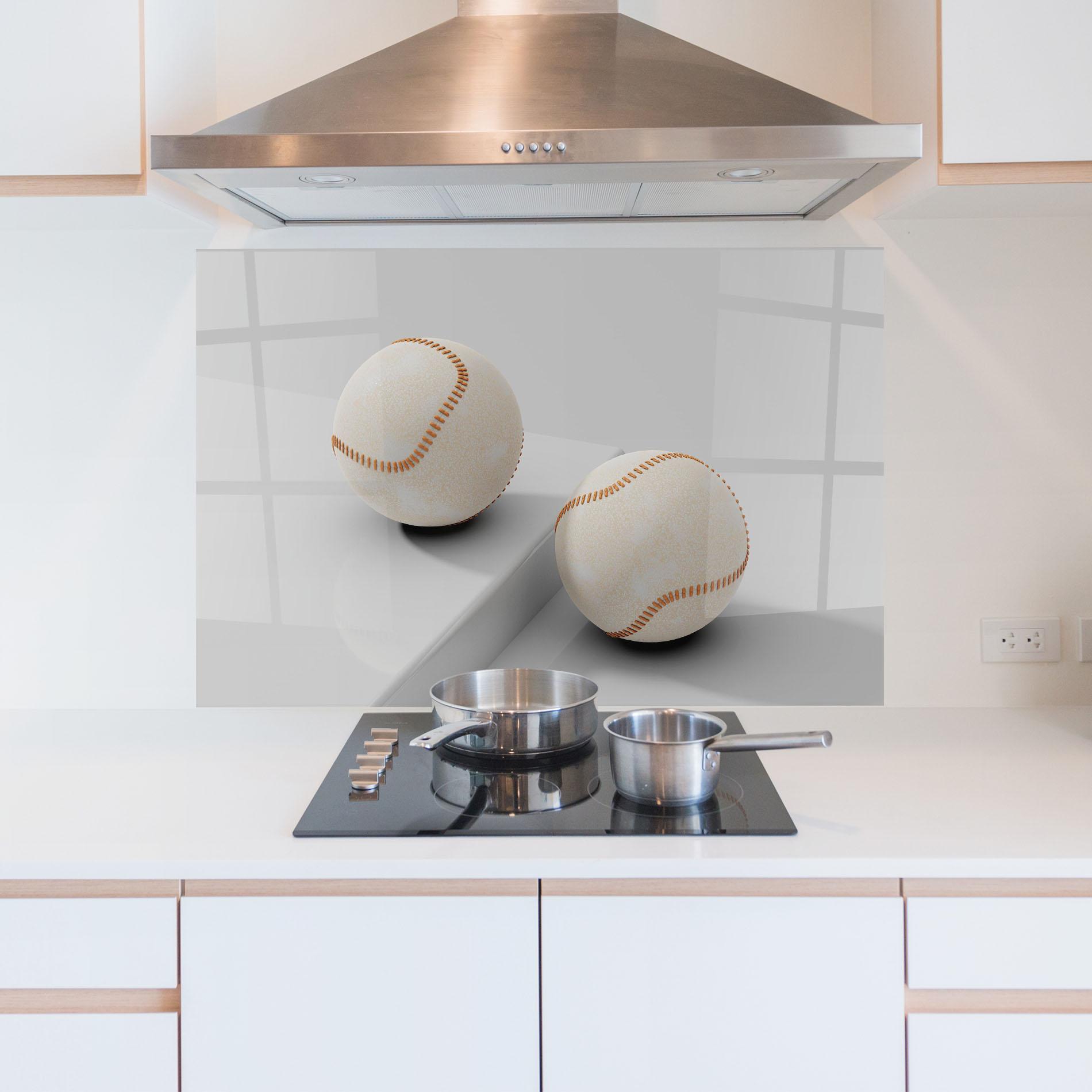 Küchenrückwand Glas Baseball Ball On White mockup 5