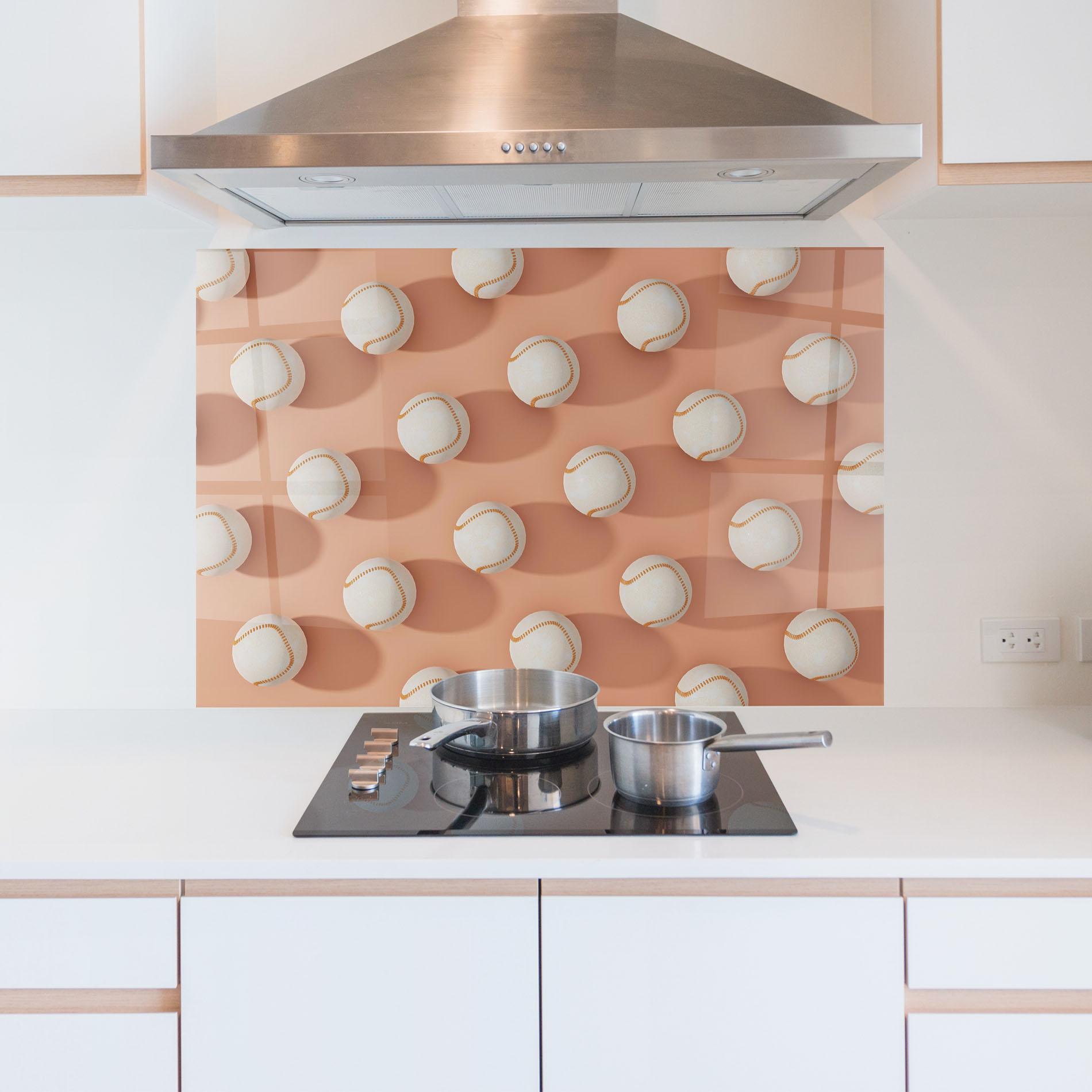 Küchenrückwand Glas Baseball Ball Pattern mockup 5