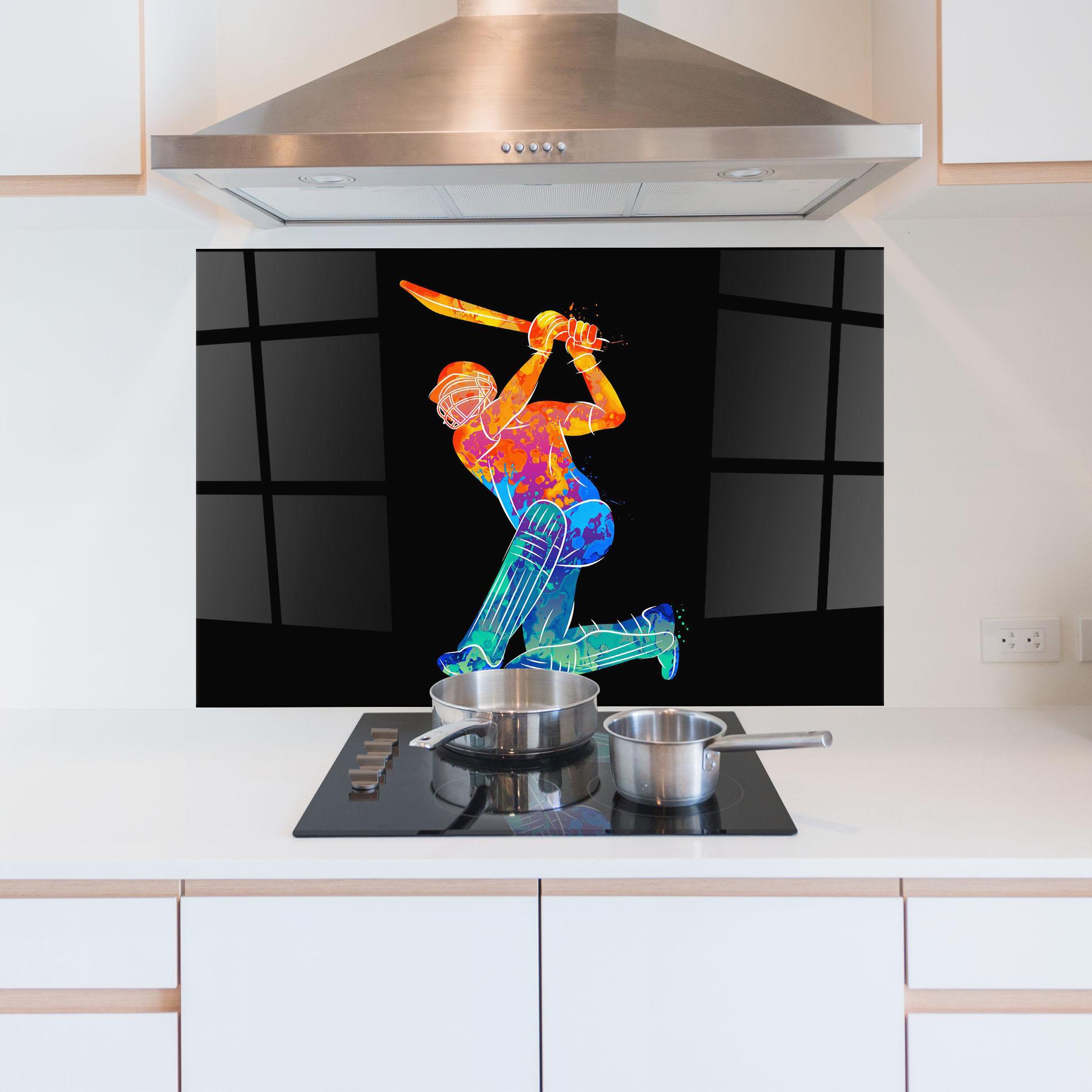 Küchenrückwand Glas Baseball Color Art mockup 5