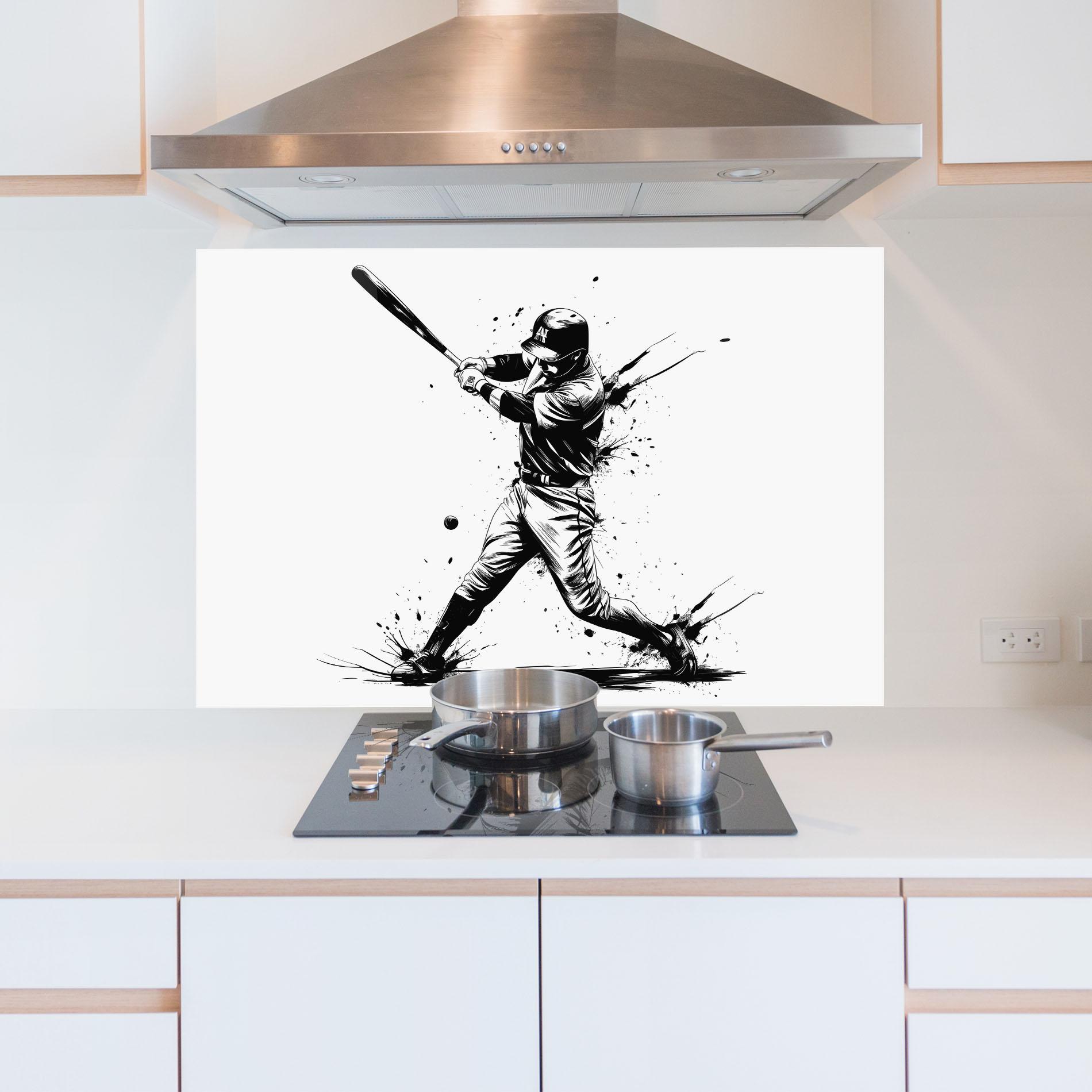 Küchenrückwand Glas Baseball Splash mockup 5