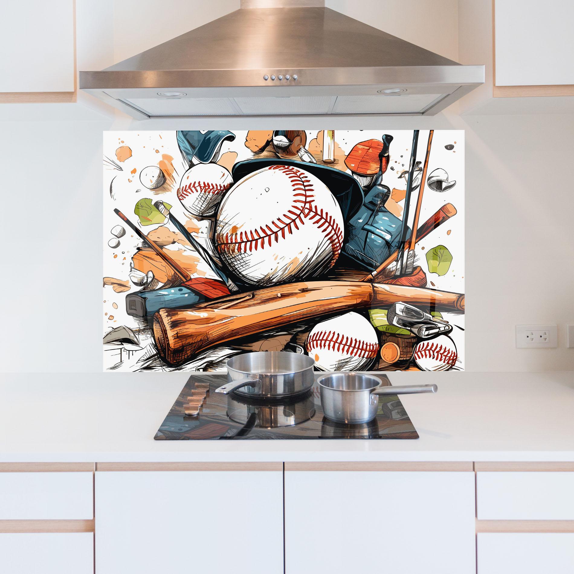 Küchenrückwand Glas Baseball Trash mockup 5