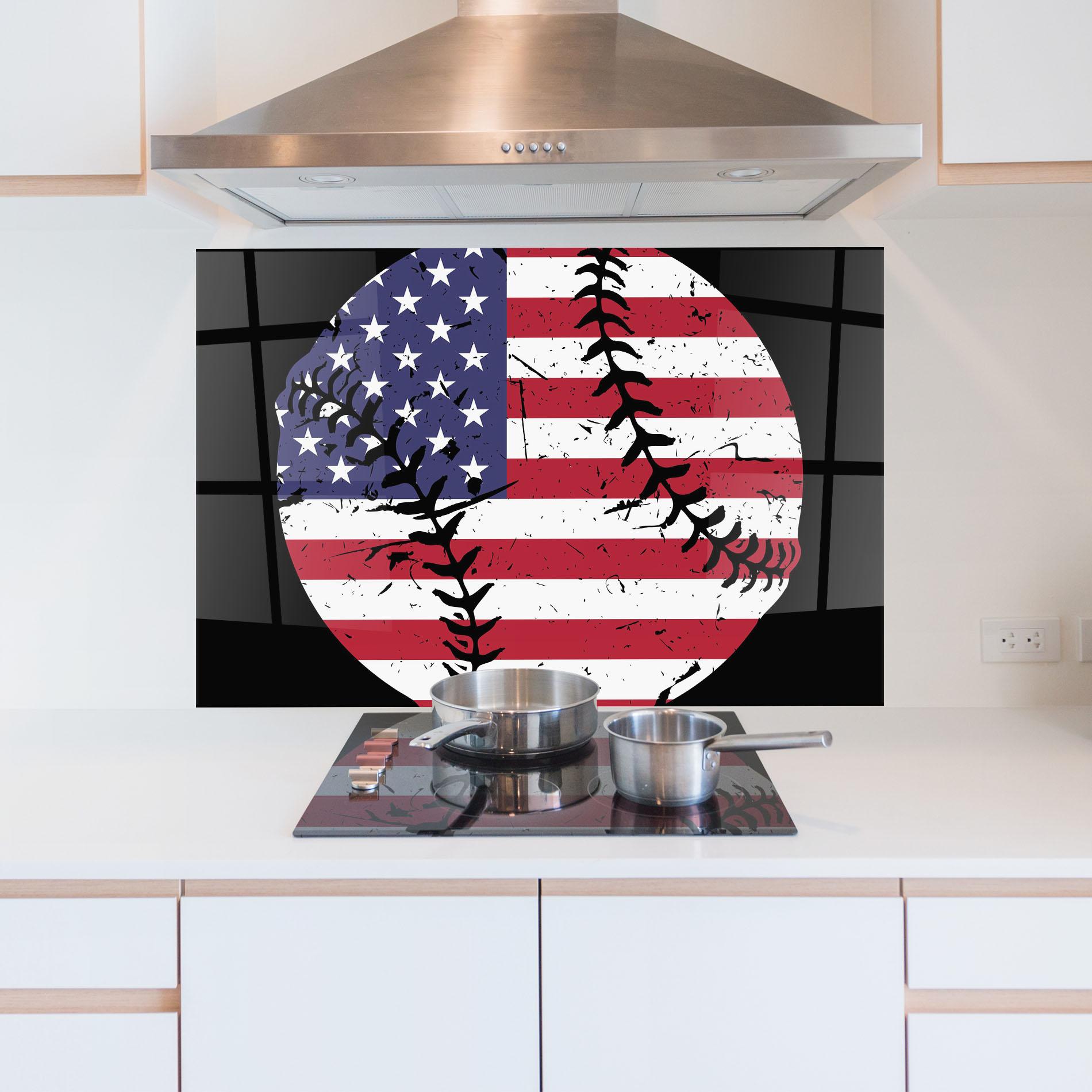 Küchenrückwand Glas Baseball Usa mockup 5