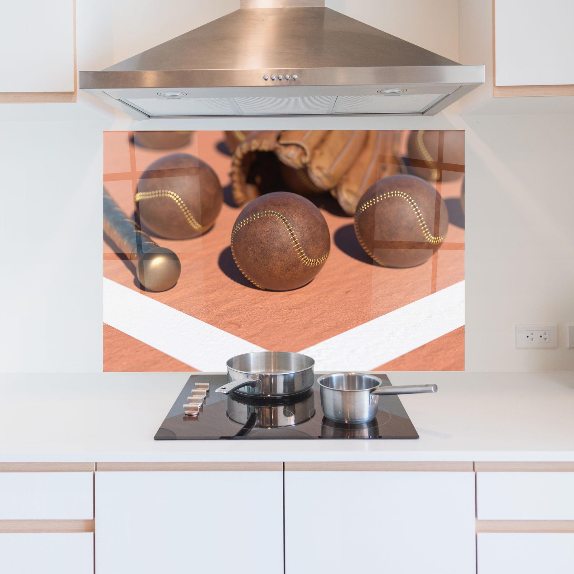 Küchenrückwand Glas Brown Baseball Ball mockup 5