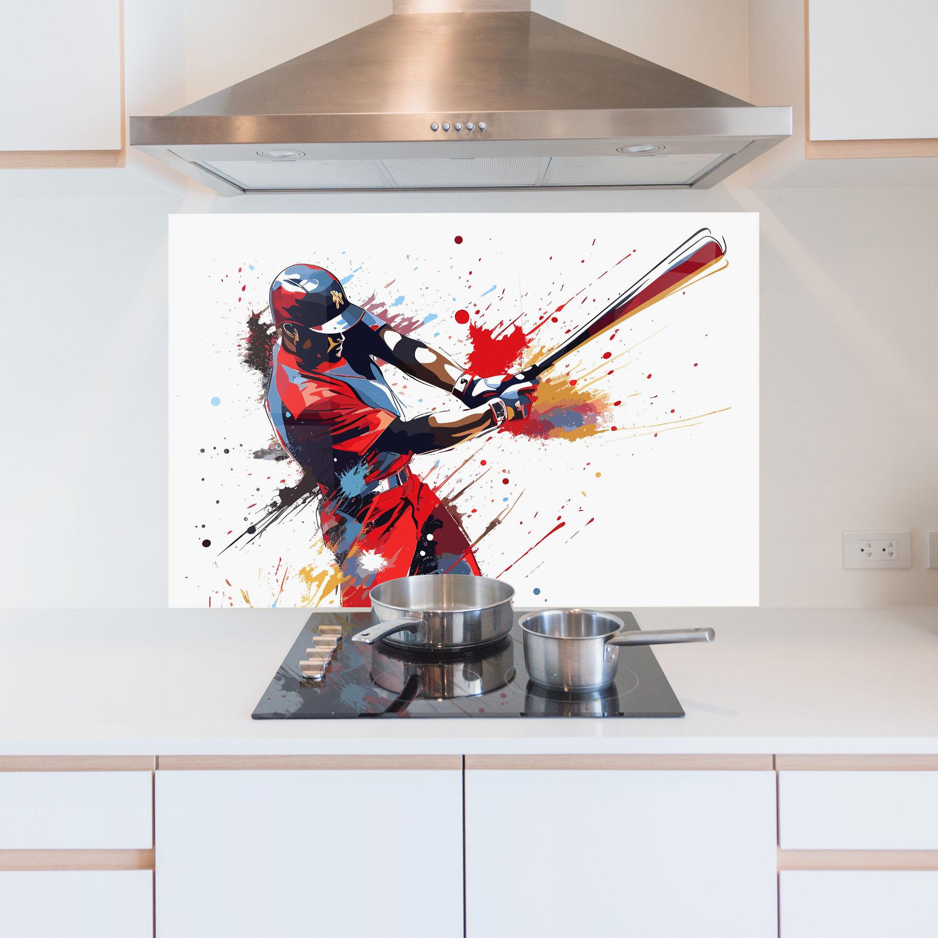 Küchenrückwand Glas Colorful Baseball mockup 5