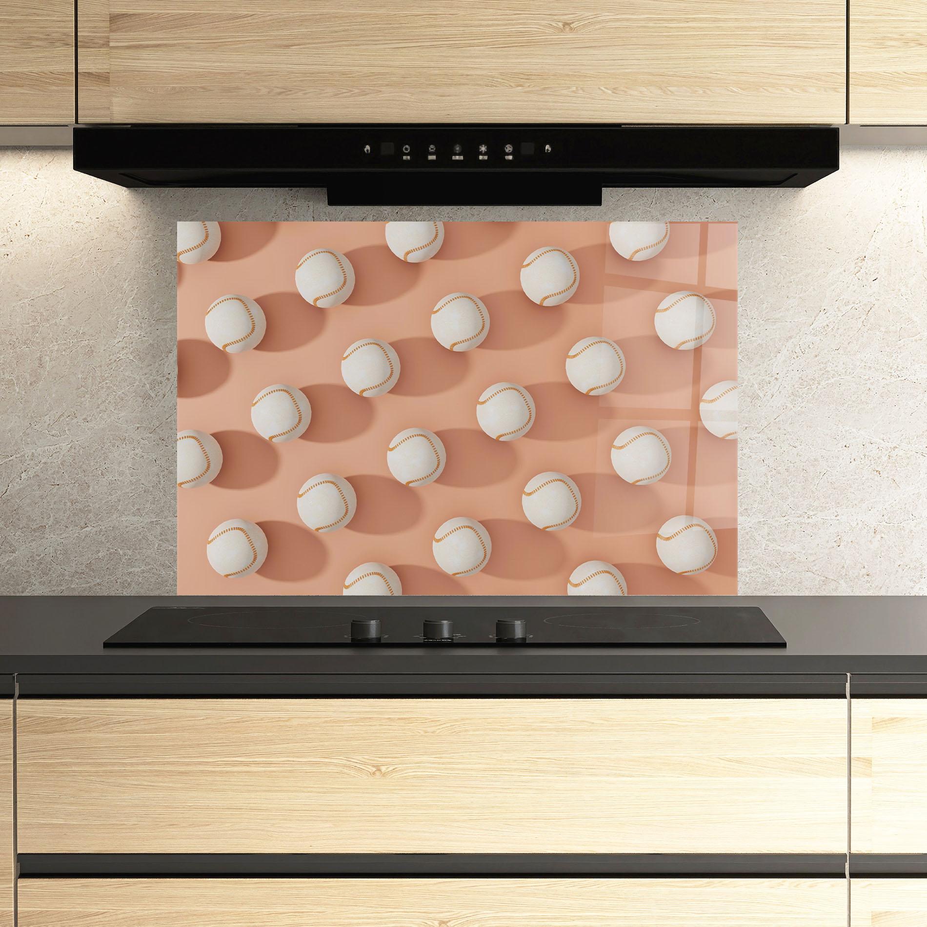 Küchenrückwand Glas Baseball Ball Pattern mockup 3
