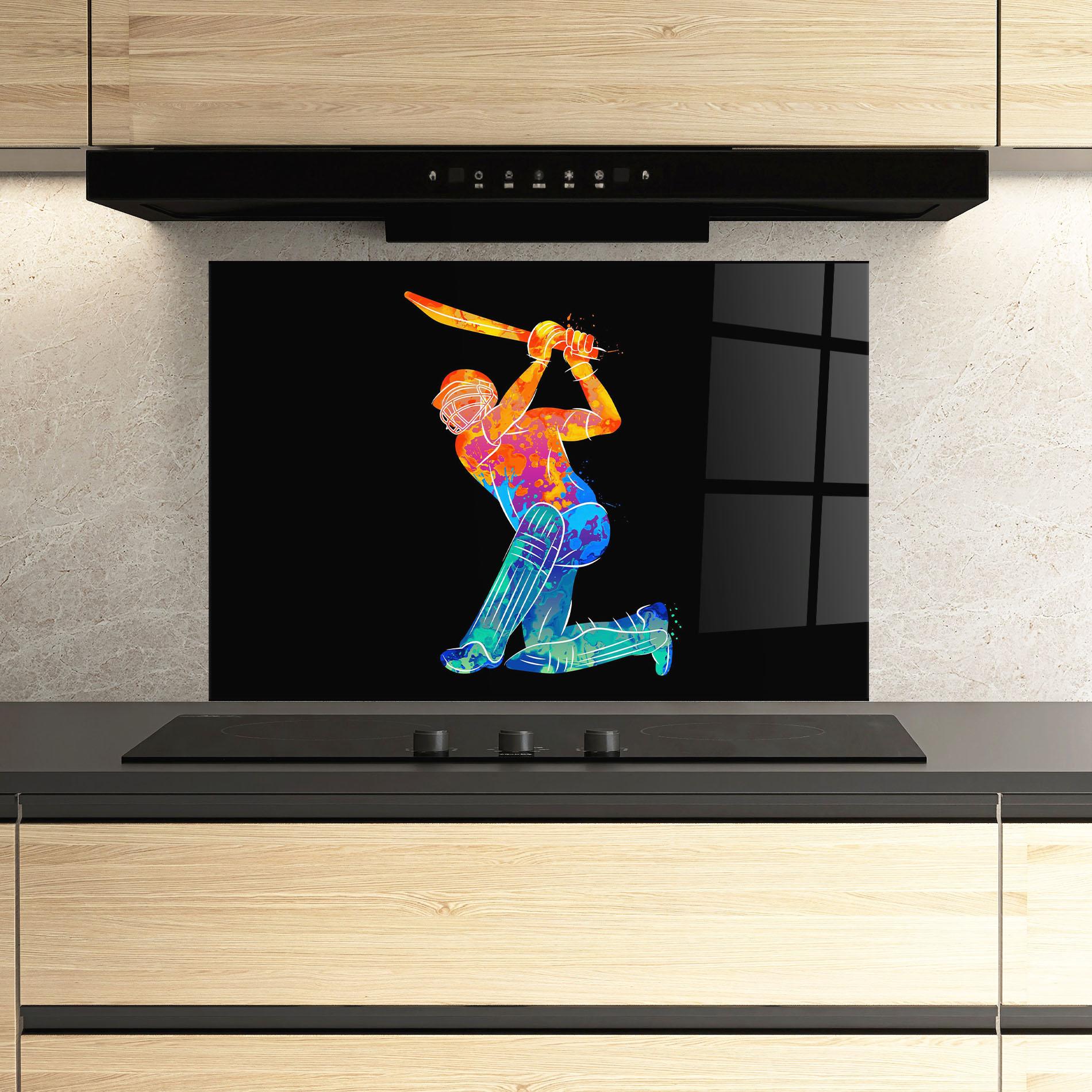 Küchenrückwand Glas Baseball Color Art mockup 3