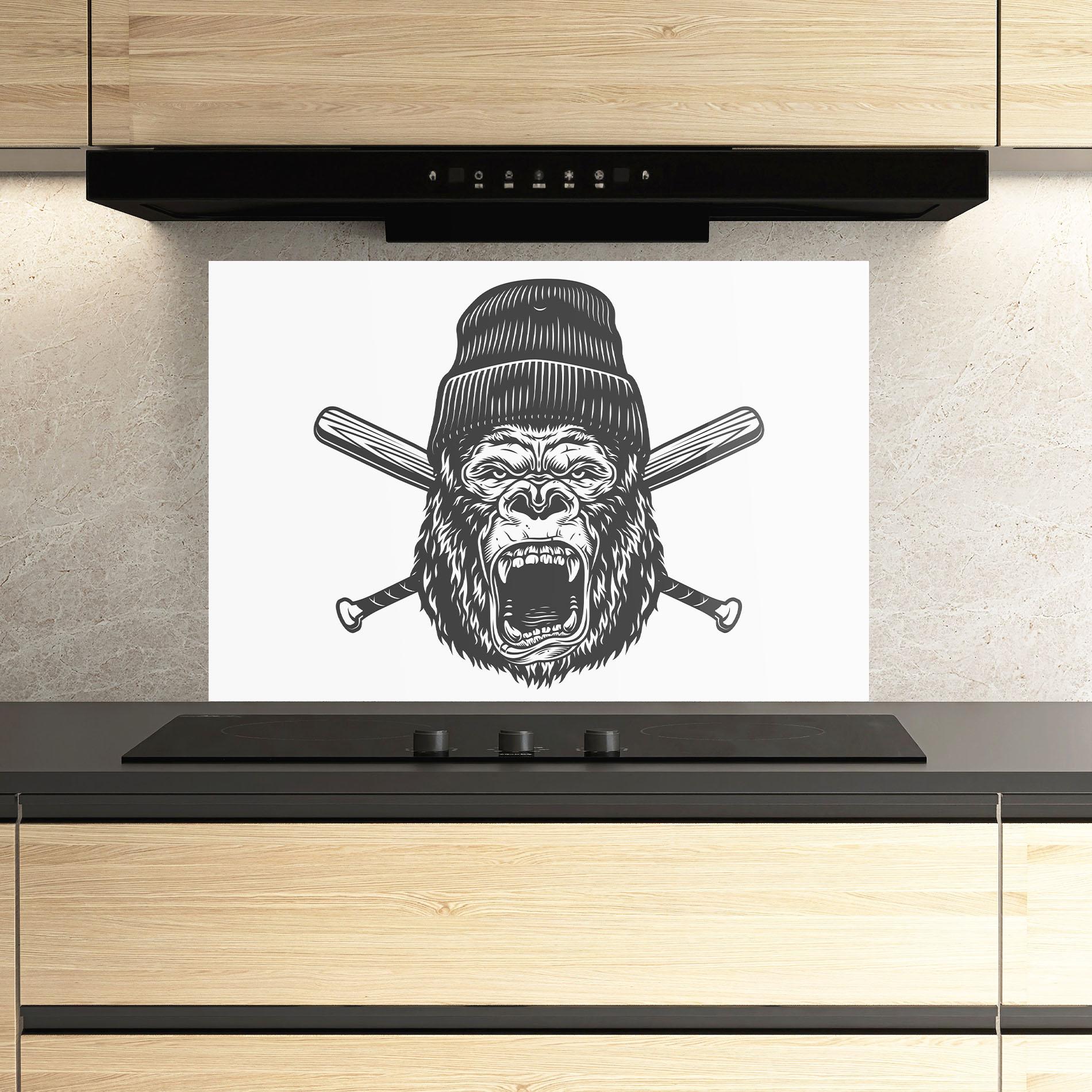 Küchenrückwand Glas Baseball Gorilla mockup 3