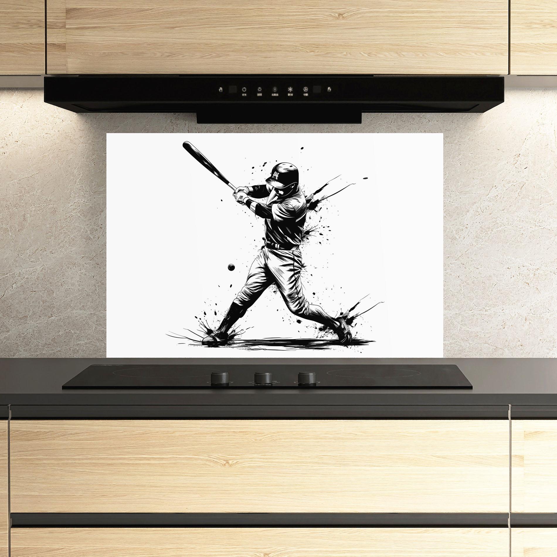 Küchenrückwand Glas Baseball Splash mockup 3