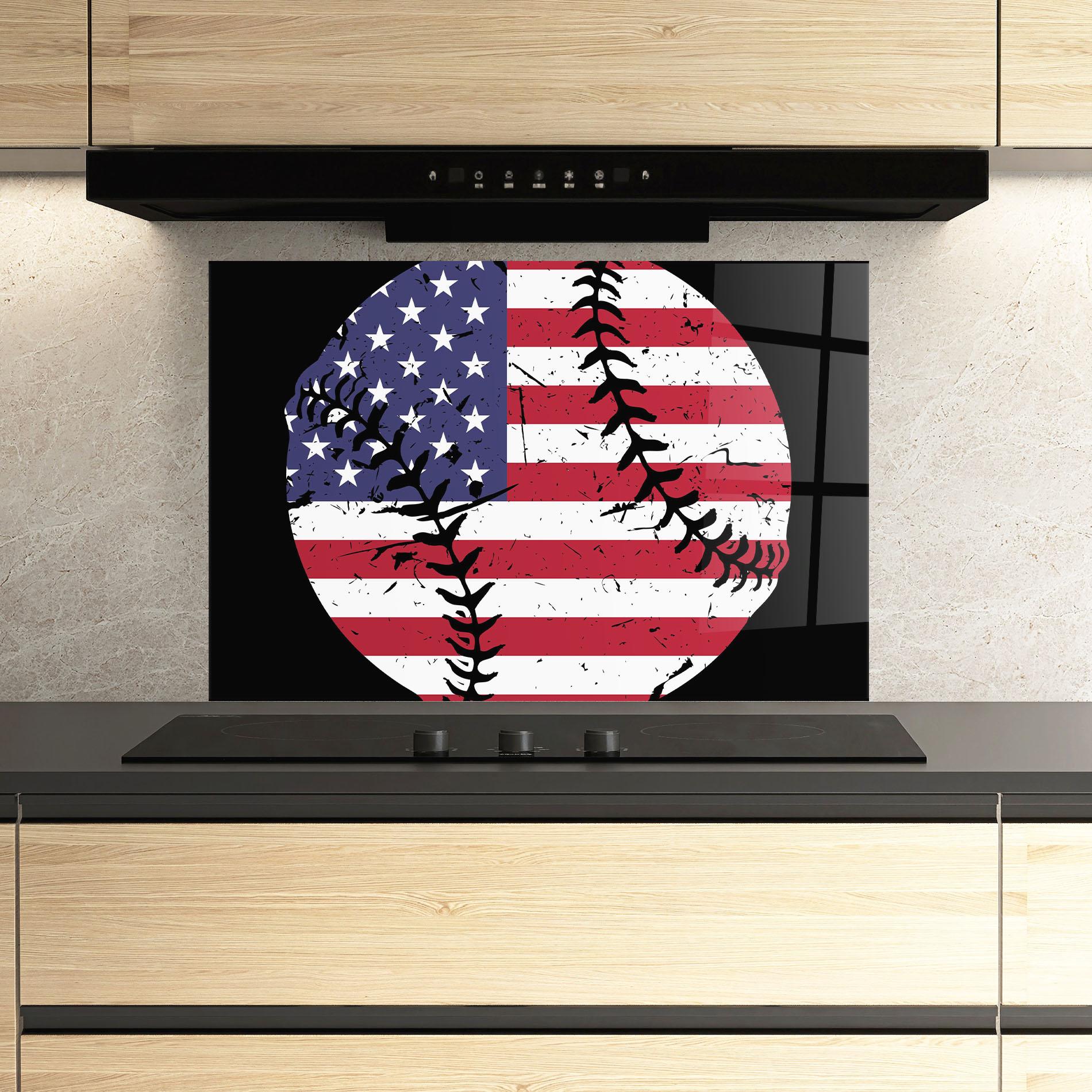 Küchenrückwand Glas Baseball Usa mockup 3