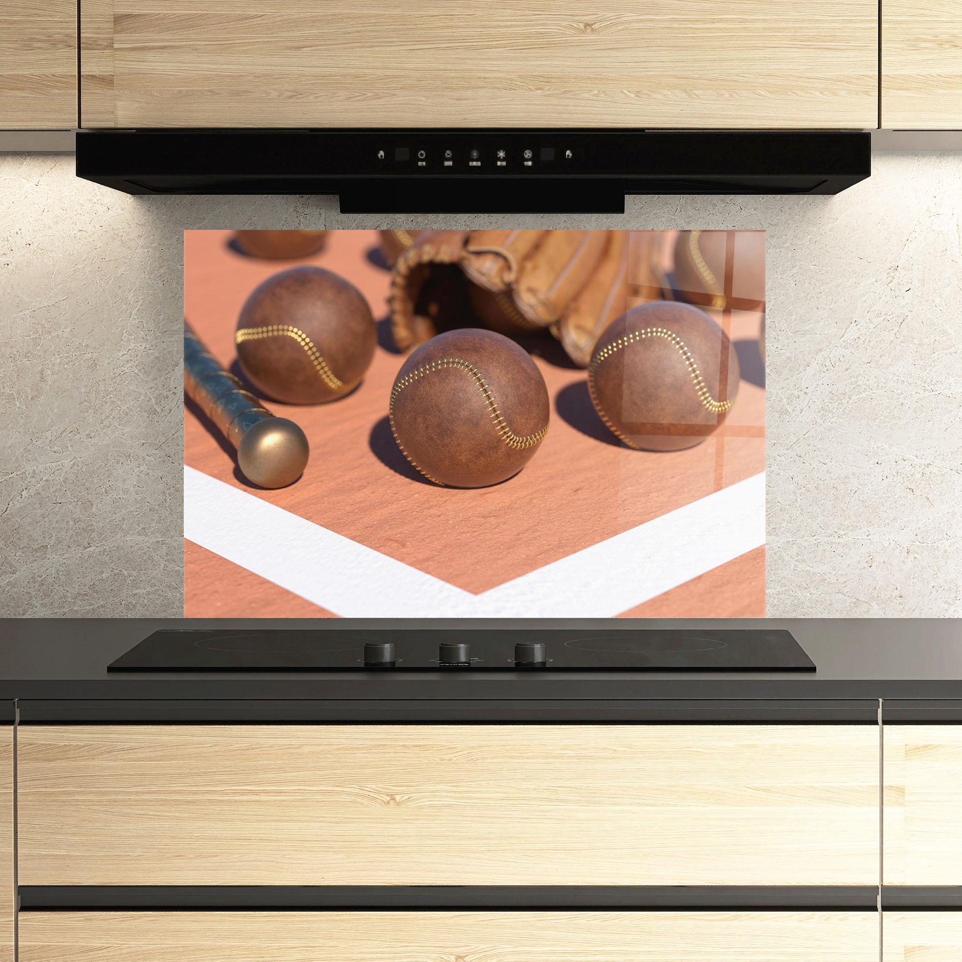 Küchenrückwand Glas Brown Baseball Ball mockup 3