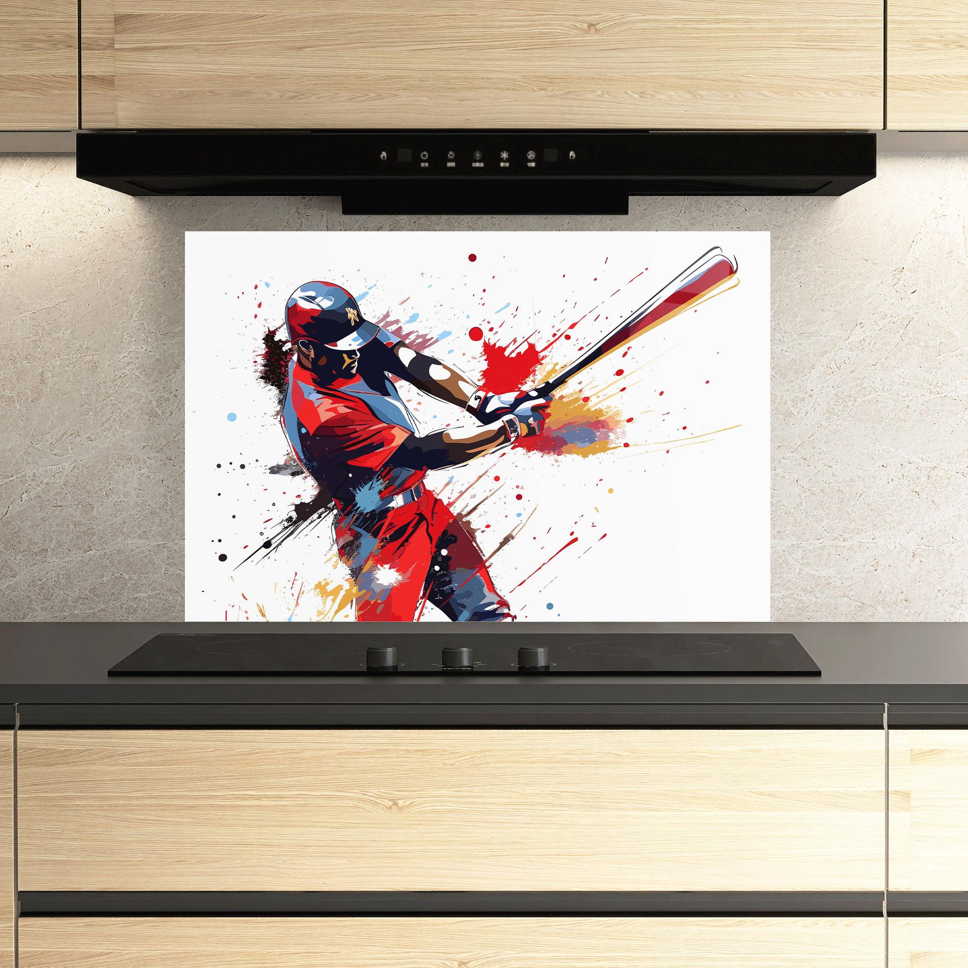 Küchenrückwand Glas Colorful Baseball mockup 3