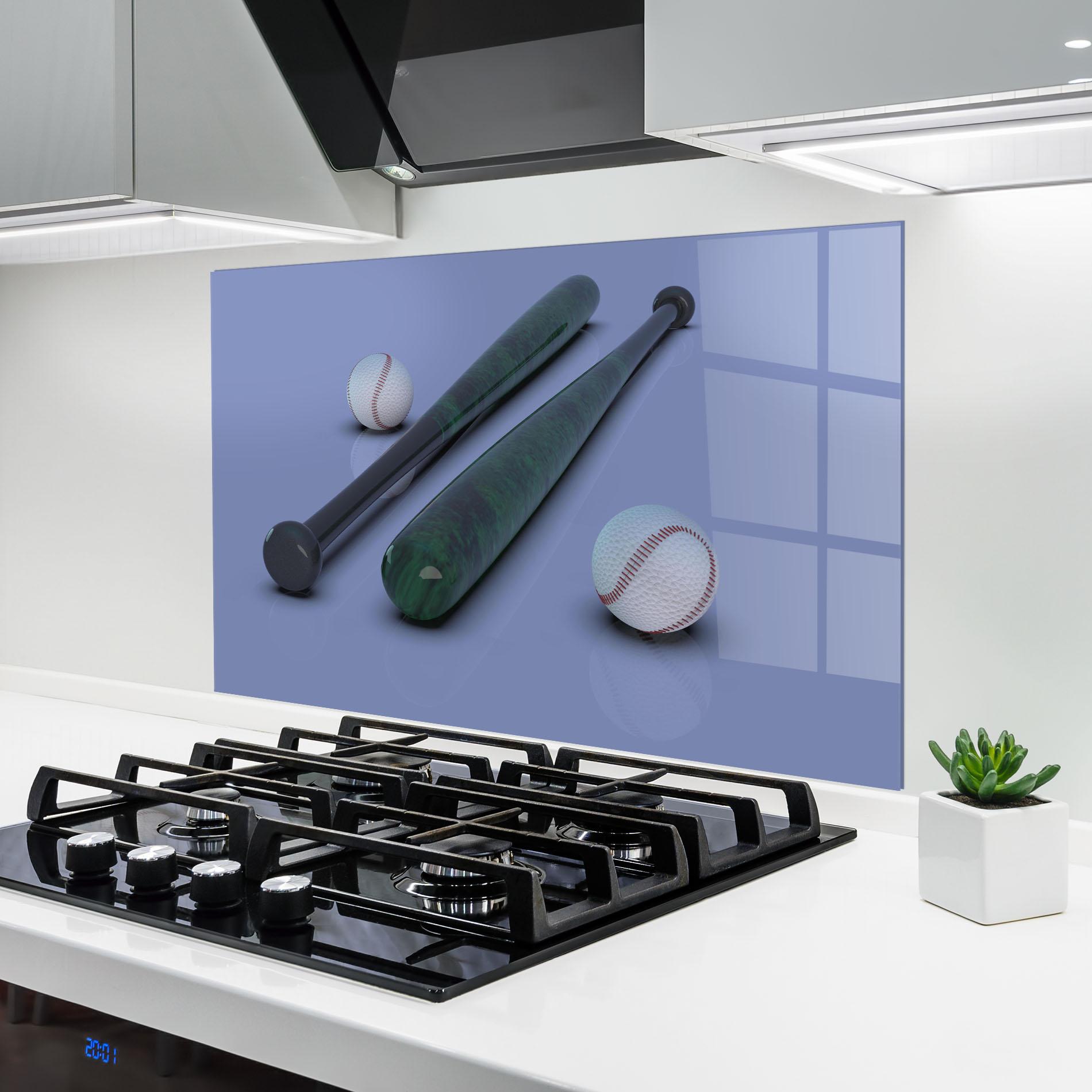 Küchenrückwand Glas Baseball Ball On Purple mockup 6