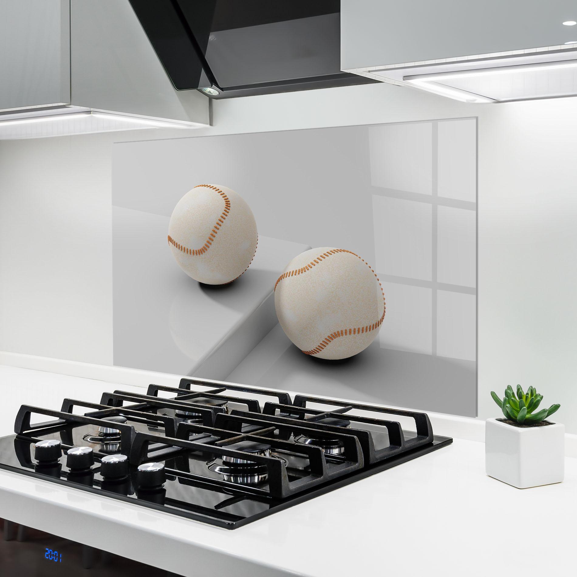 Küchenrückwand Glas Baseball Ball On White mockup 6