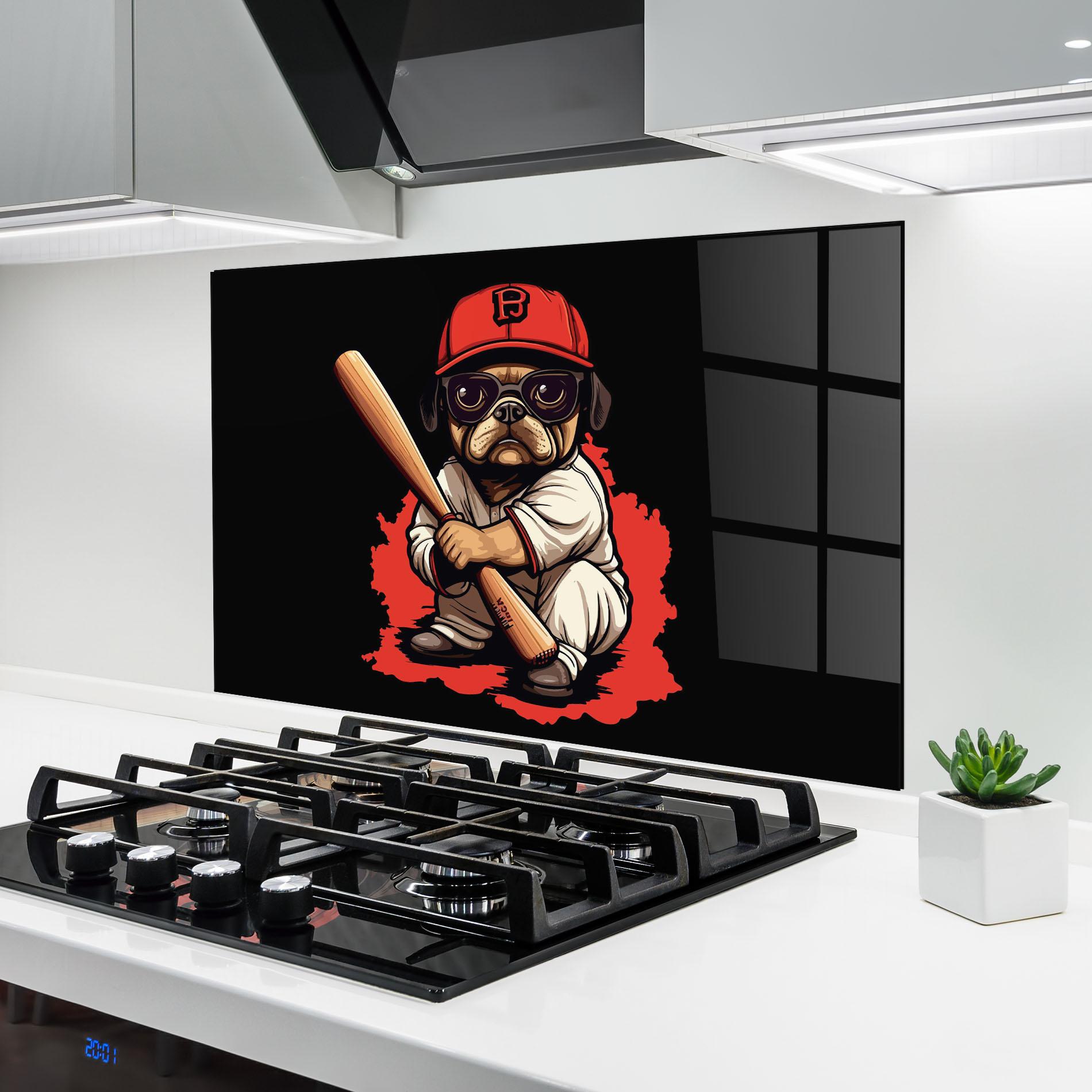 Küchenrückwand Glas Baseball Dog mockup 6