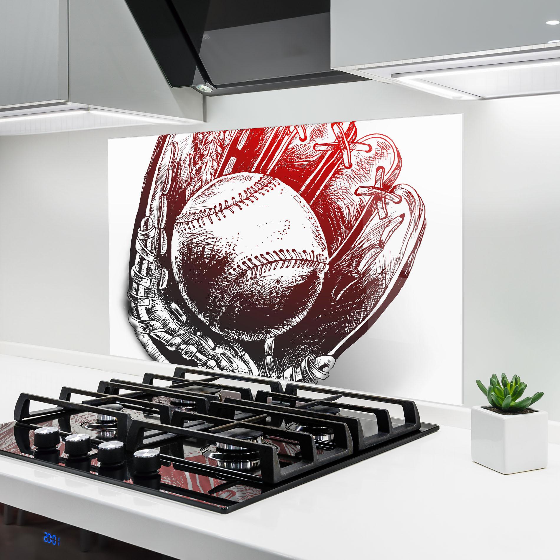 Küchenrückwand Glas Baseball Glove Art mockup 6