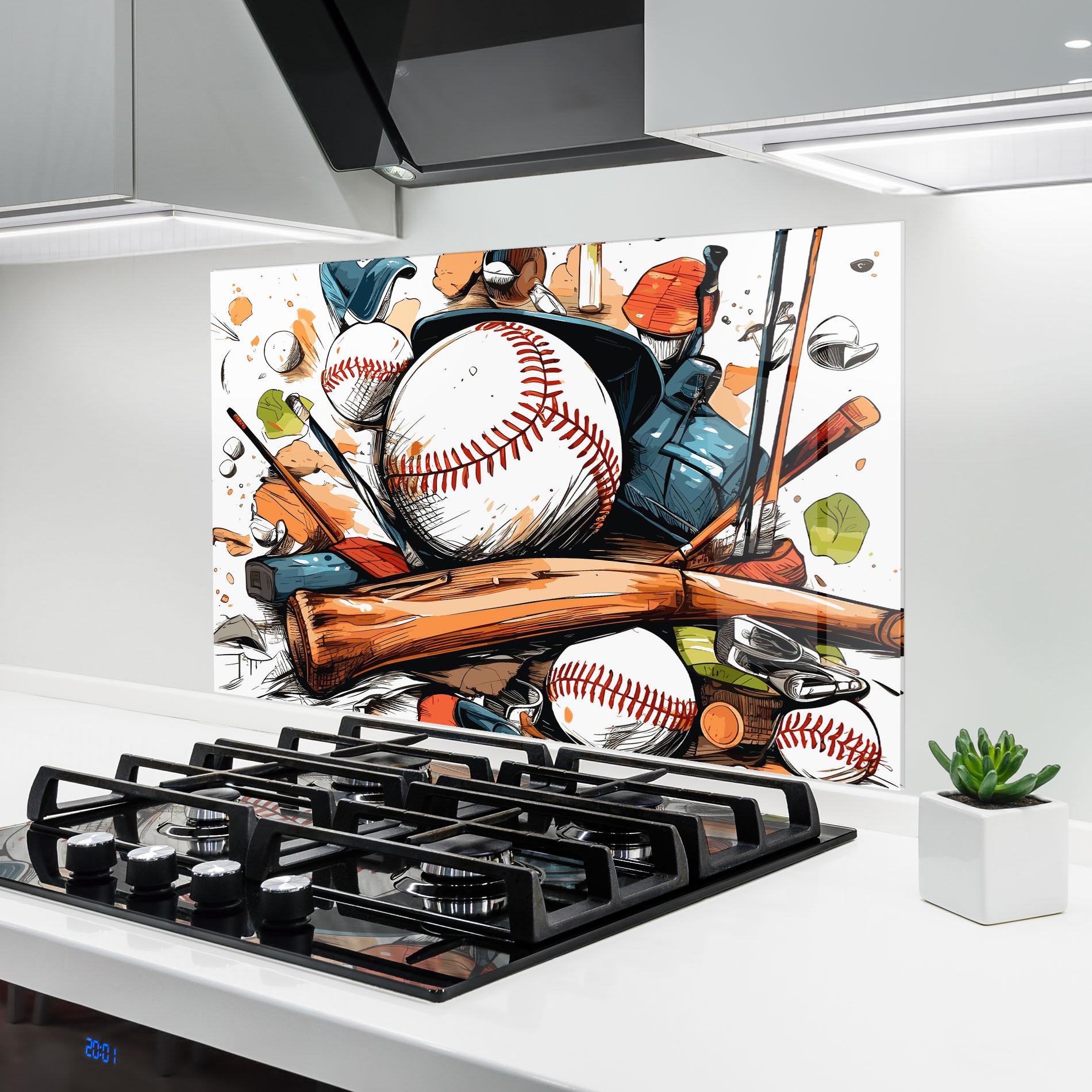 Küchenrückwand Glas Baseball Trash mockup 6