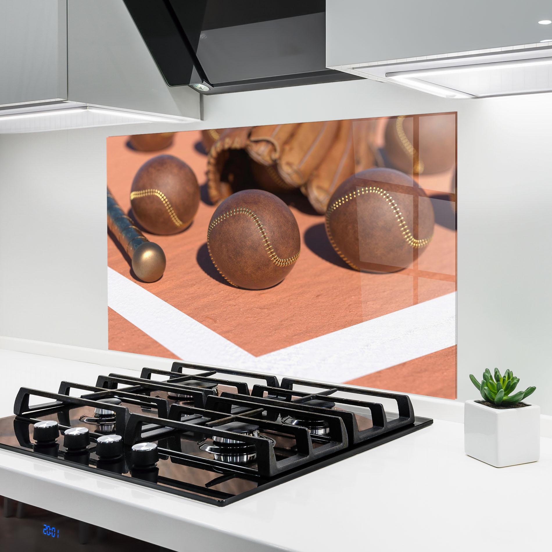 Küchenrückwand Glas Brown Baseball Ball mockup 6