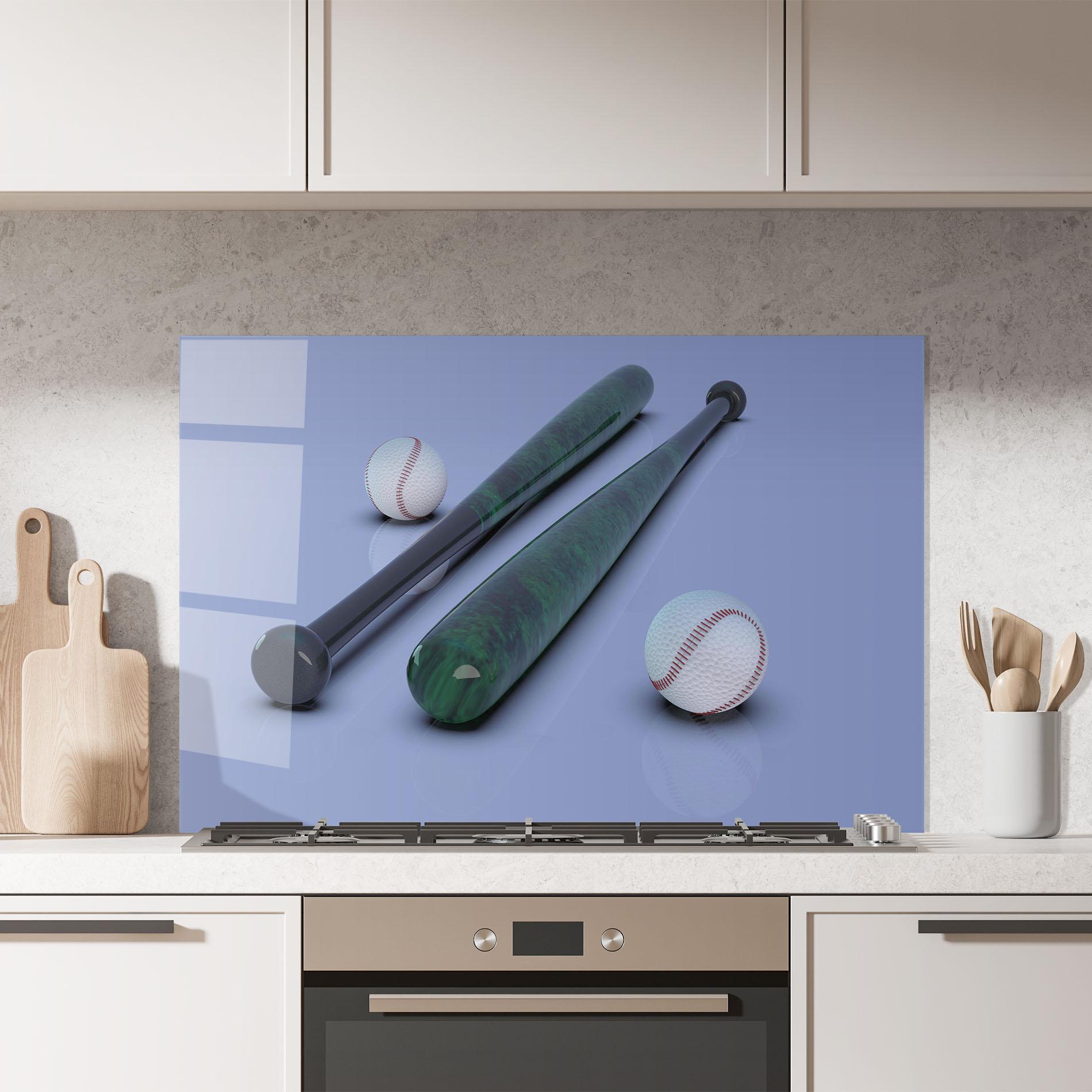 Küchenrückwand Glas Baseball Ball On Purple mockup 7