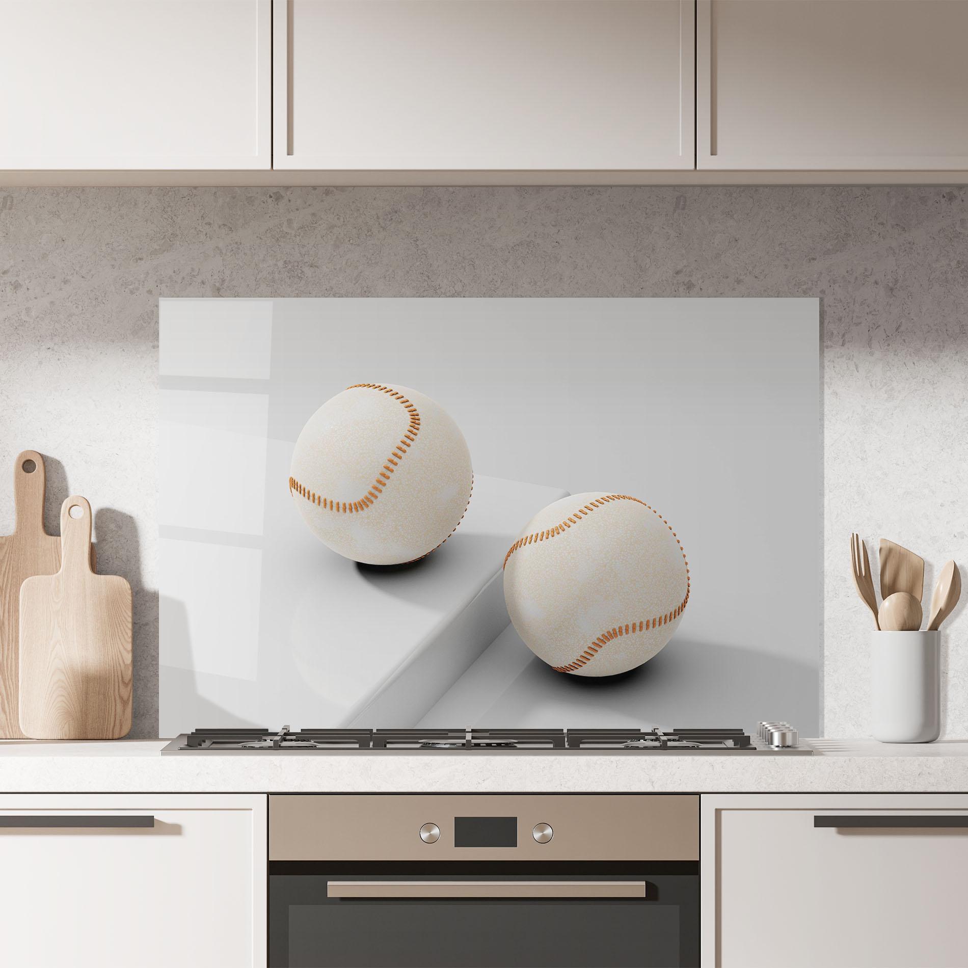 Küchenrückwand Glas Baseball Ball On White mockup 7