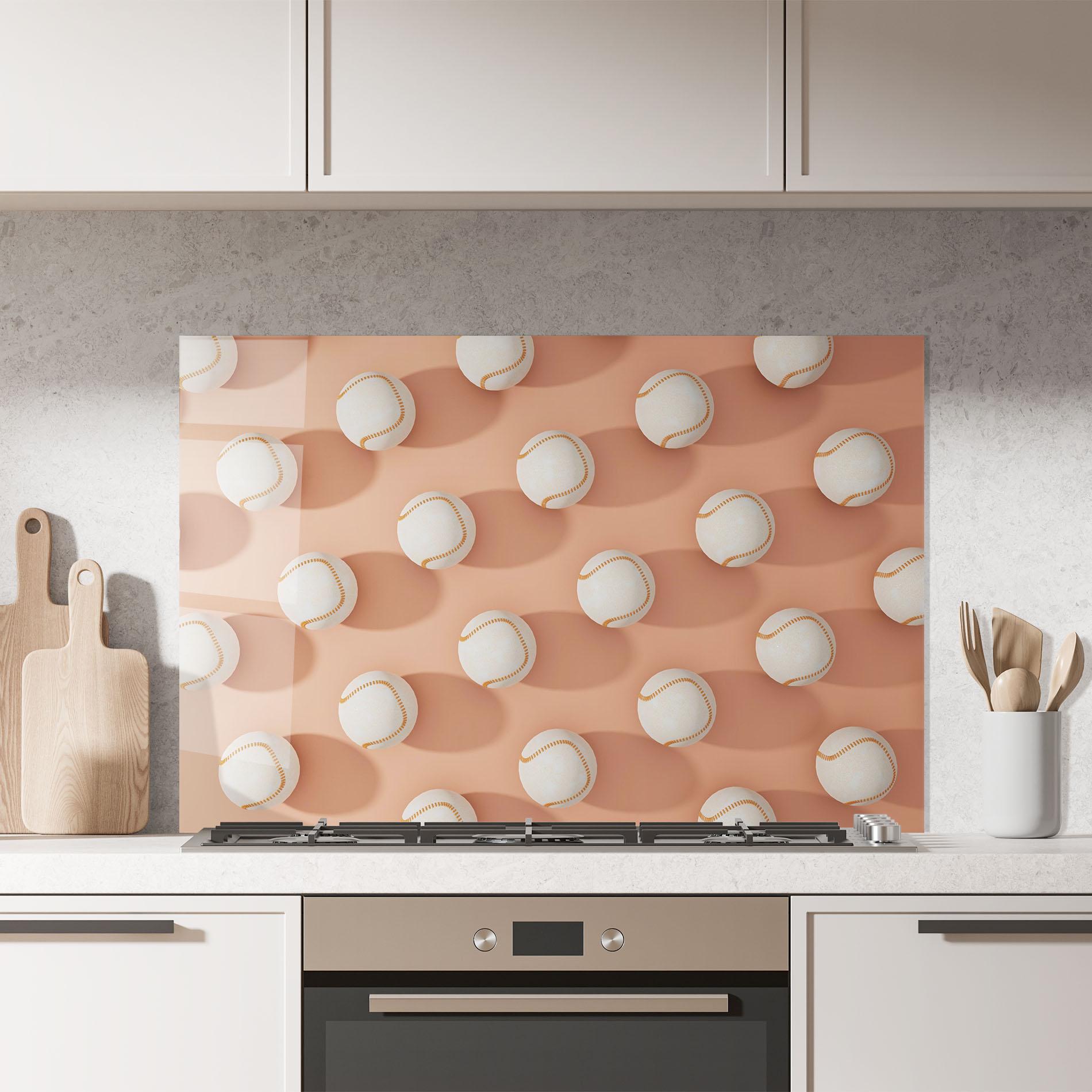 Küchenrückwand Glas Baseball Ball Pattern mockup 7