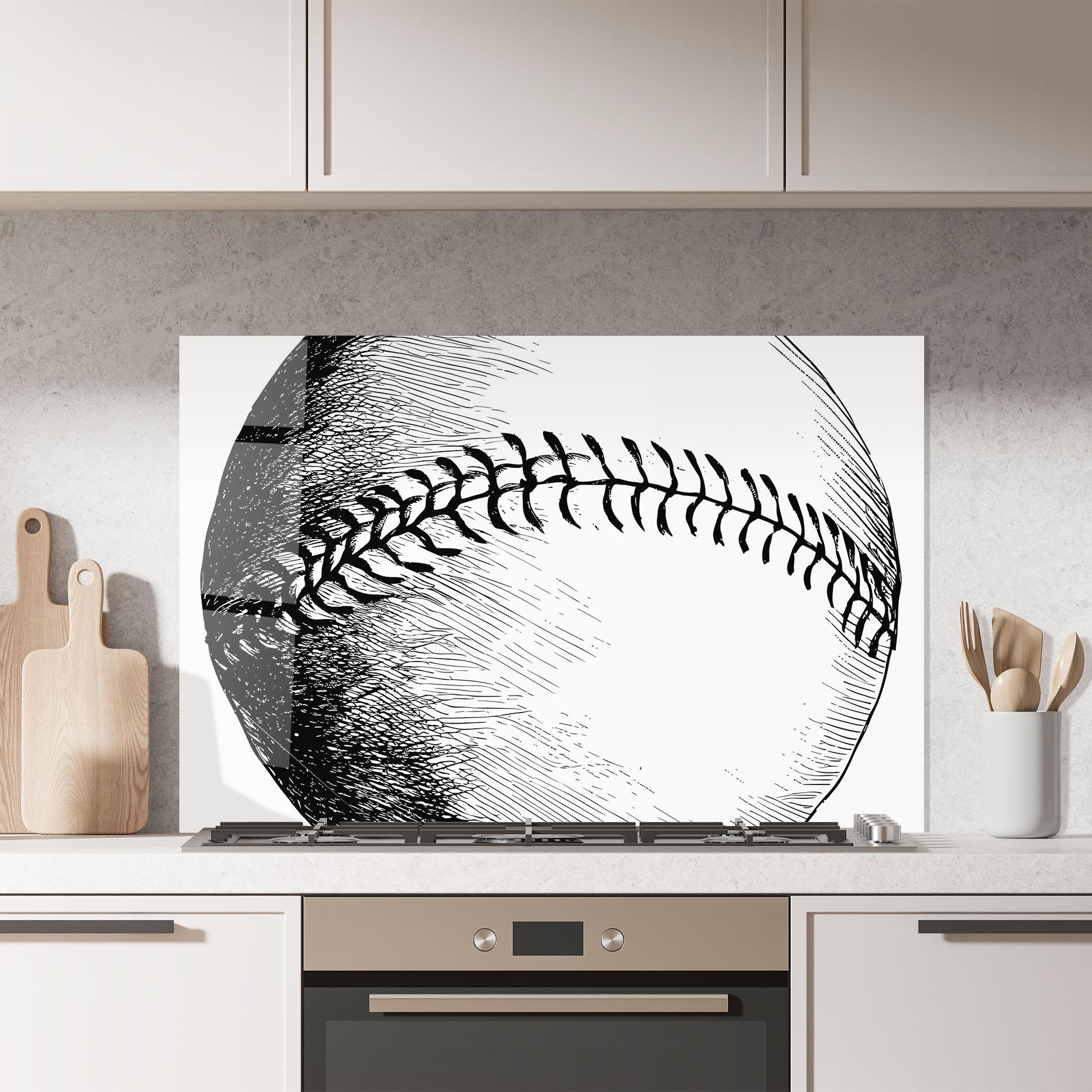 Küchenrückwand Glas Baseball Black Line mockup 7
