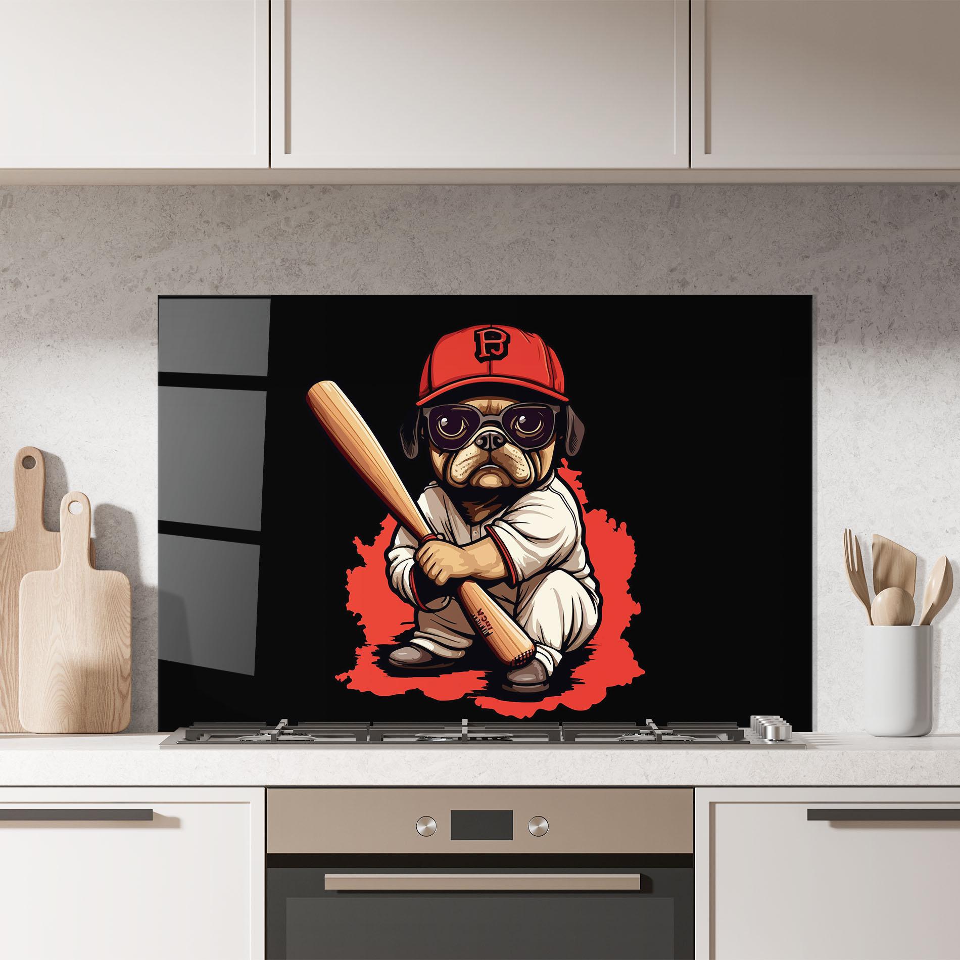 Küchenrückwand Glas Baseball Dog mockup 7