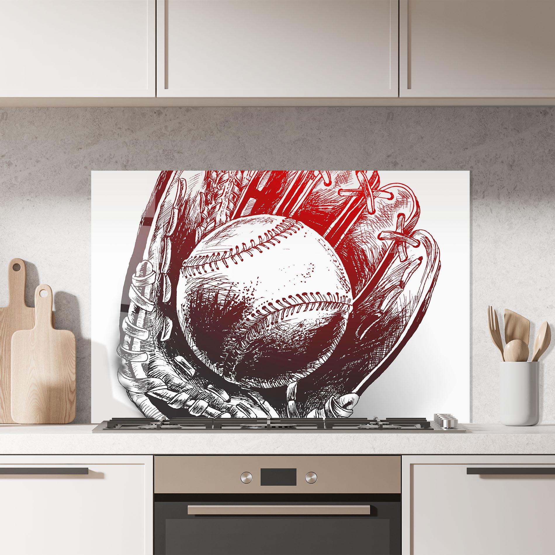 Küchenrückwand Glas Baseball Glove Art mockup 7