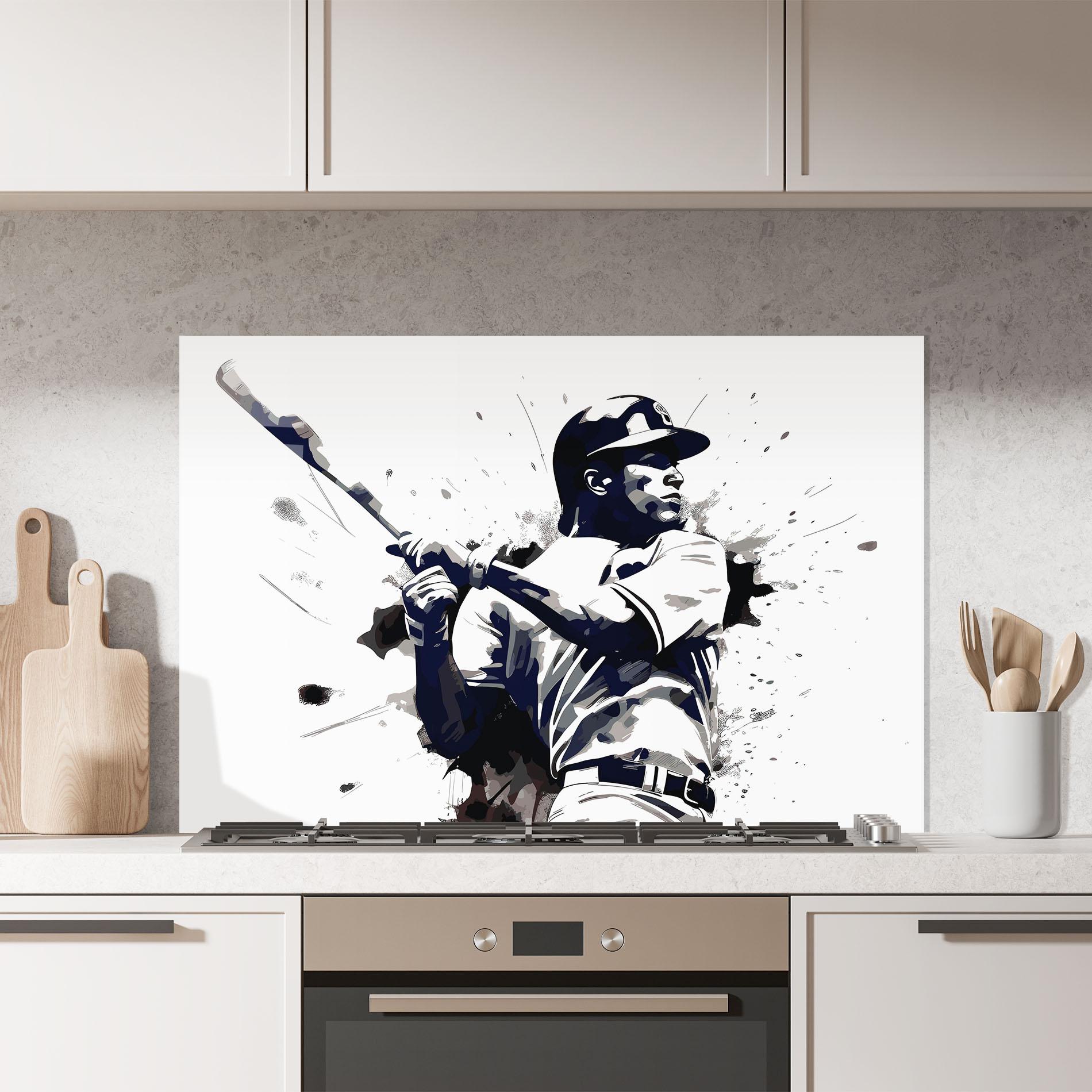 Küchenrückwand Glas Baseball Grey Art mockup 7