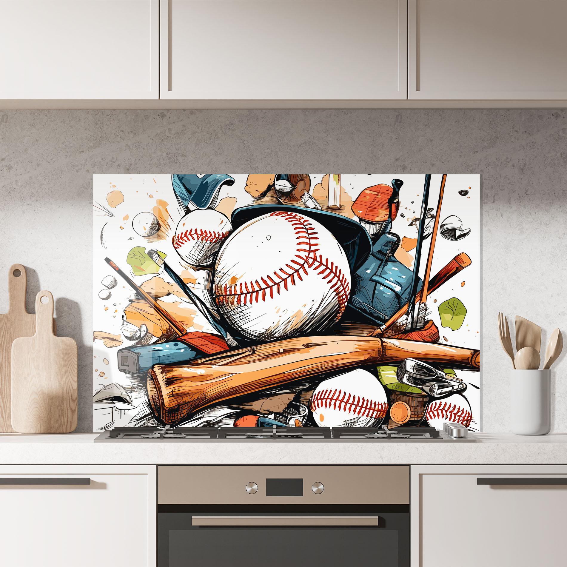 Küchenrückwand Glas Baseball Trash mockup 7