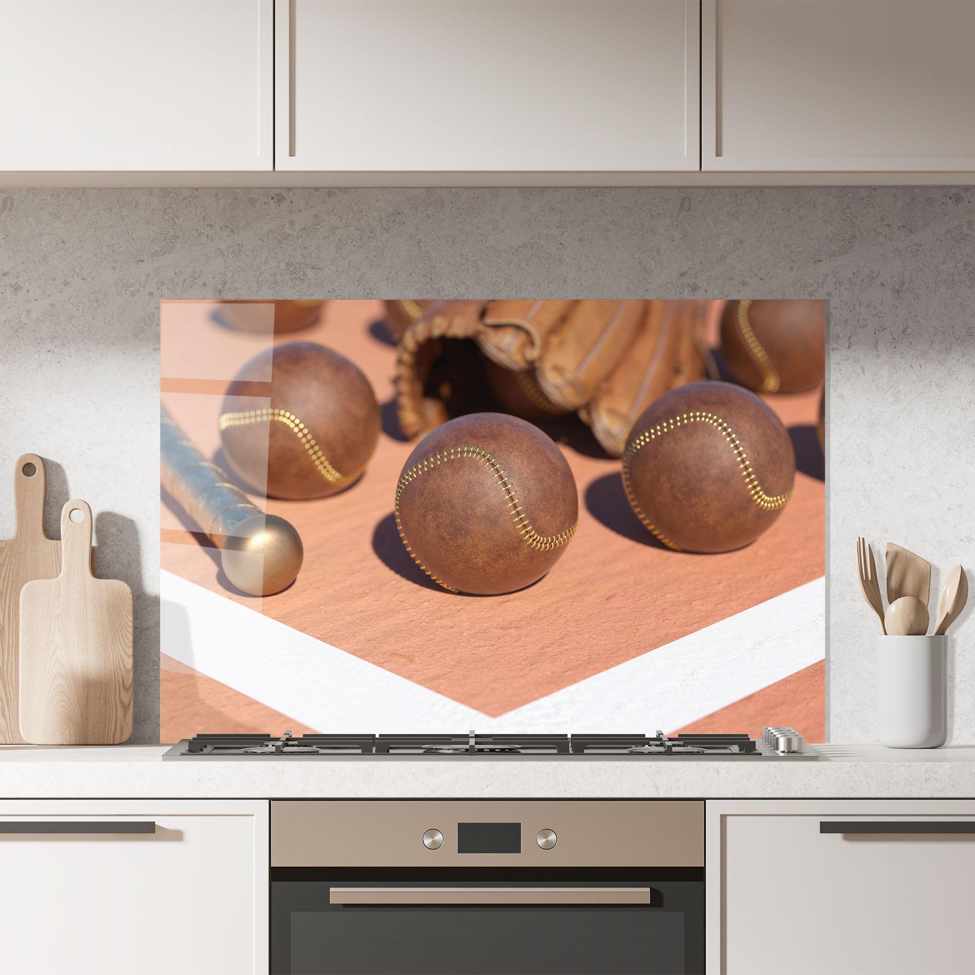 Küchenrückwand Glas Brown Baseball Ball mockup 7