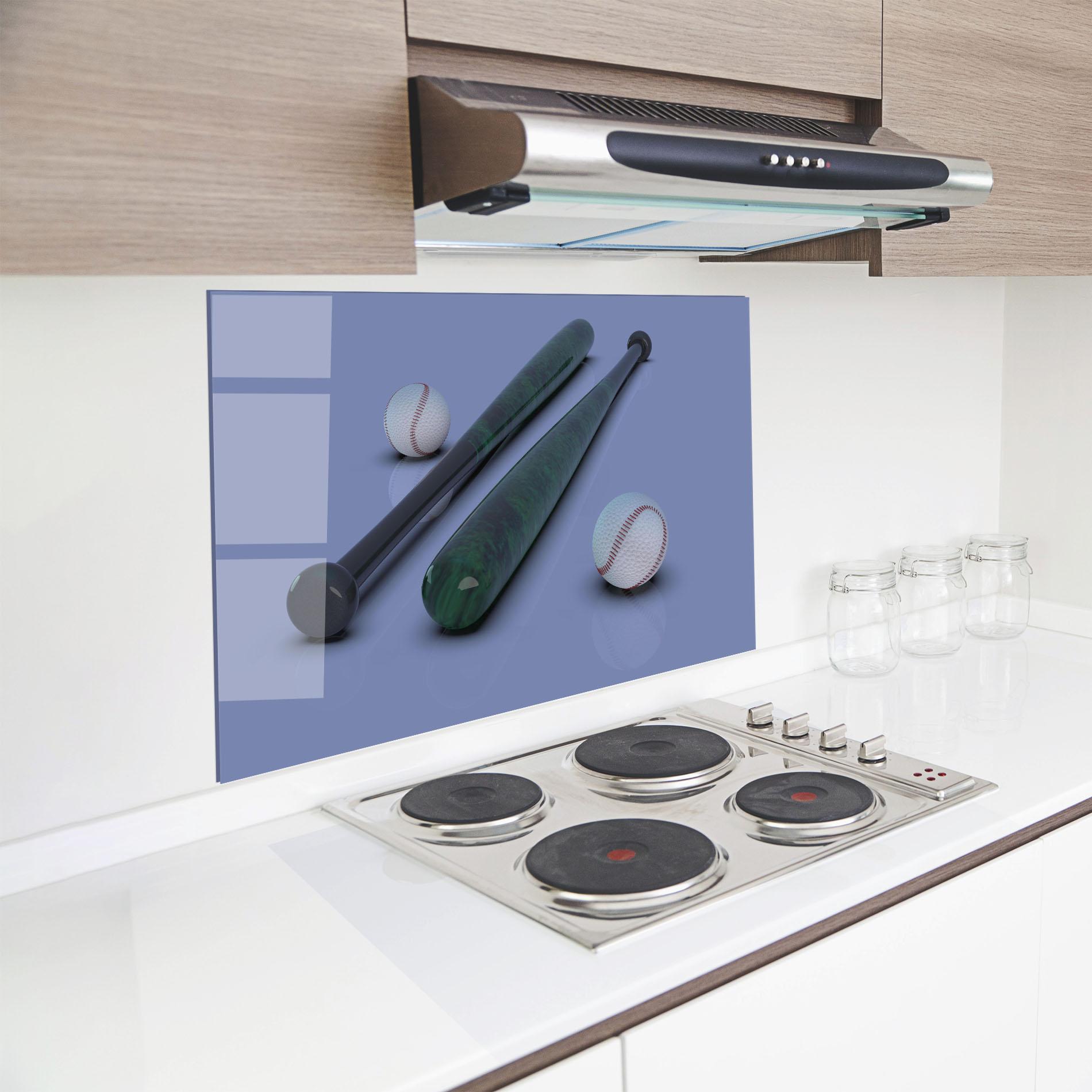Küchenrückwand Glas Baseball Ball On Purple mockup 8