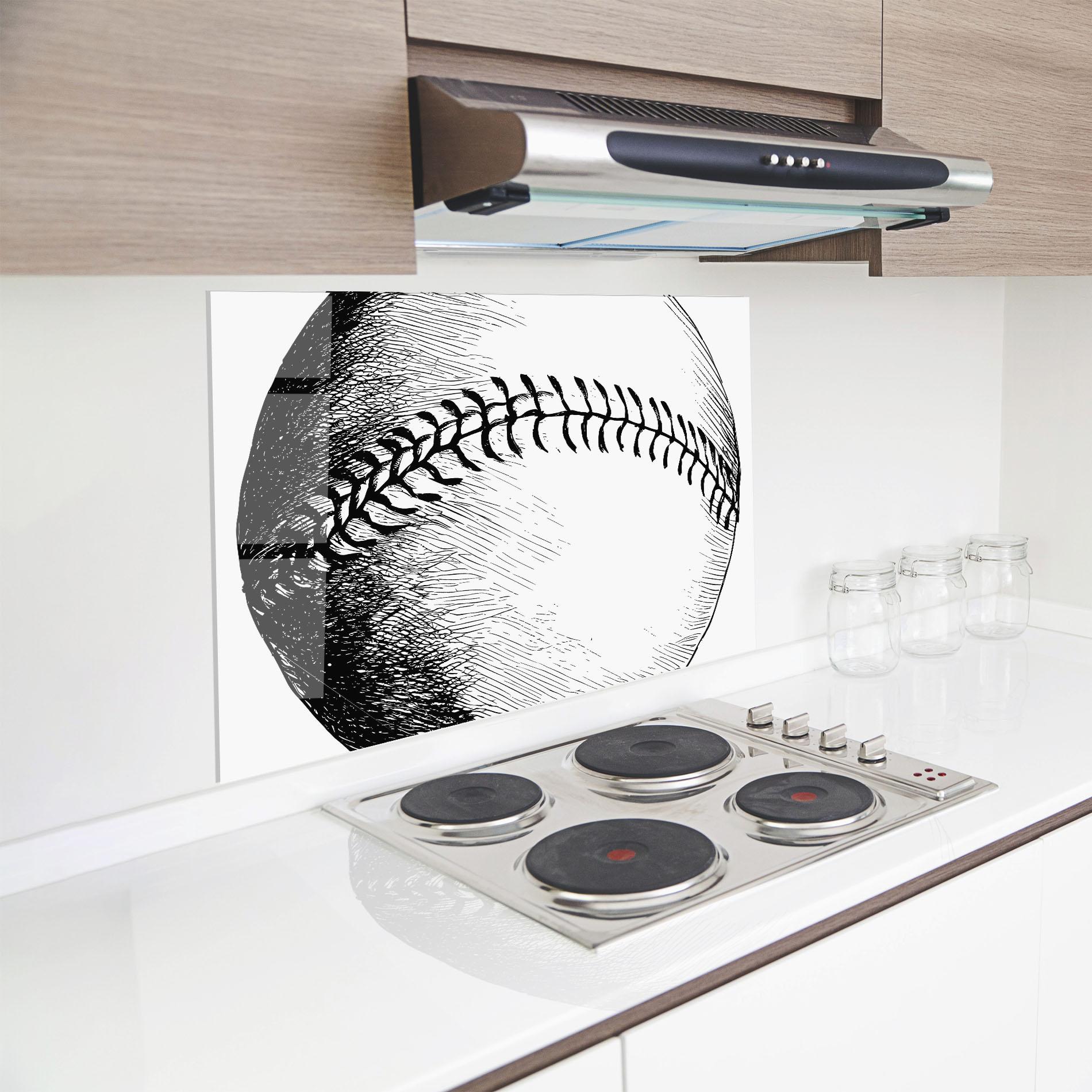 Küchenrückwand Glas Baseball Black Line mockup 8