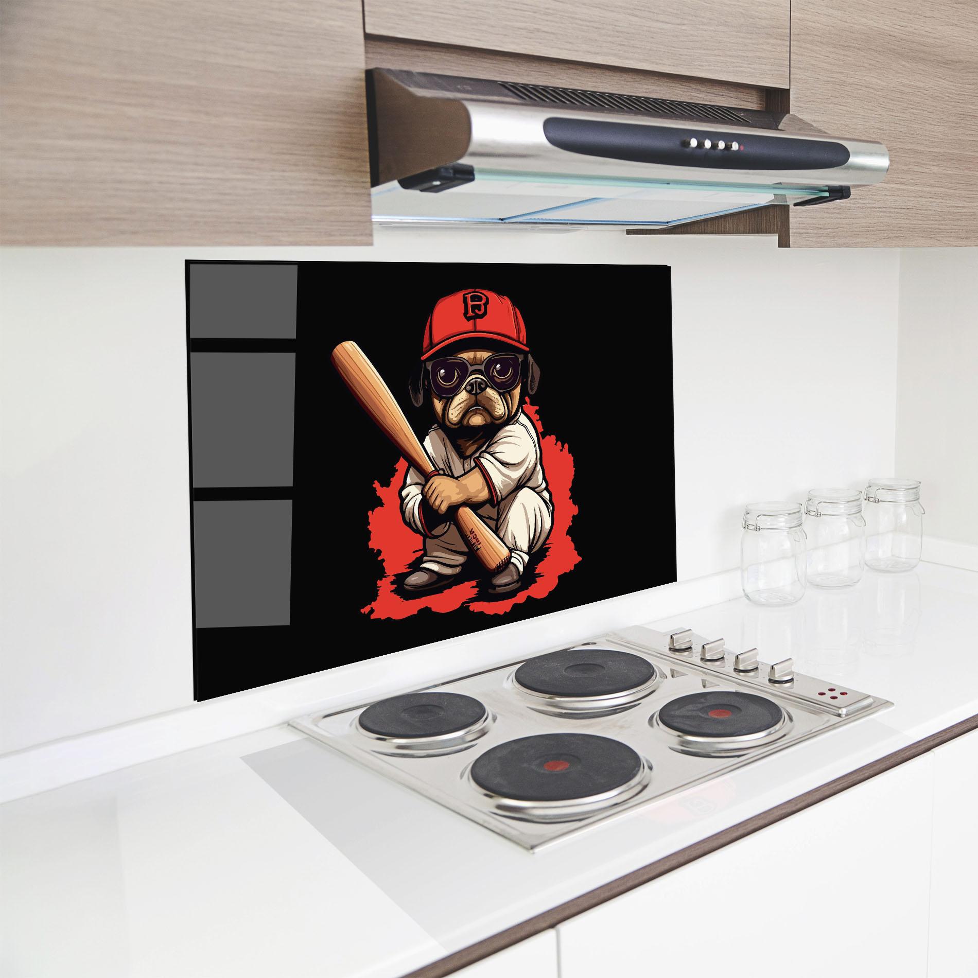 Küchenrückwand Glas Baseball Dog mockup 8