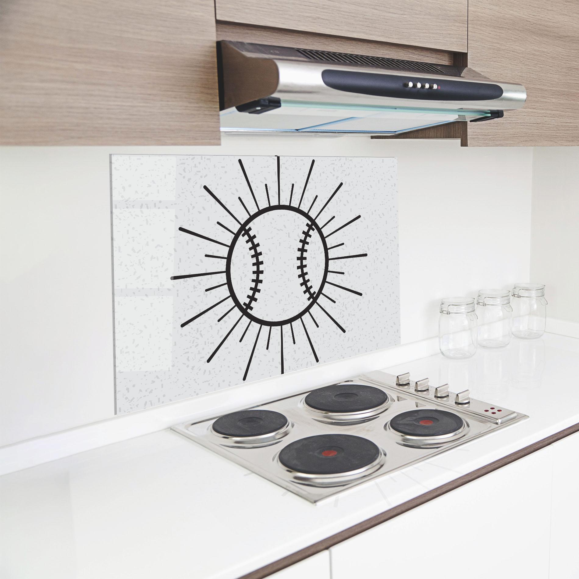 Küchenrückwand Glas Baseball Line mockup 8