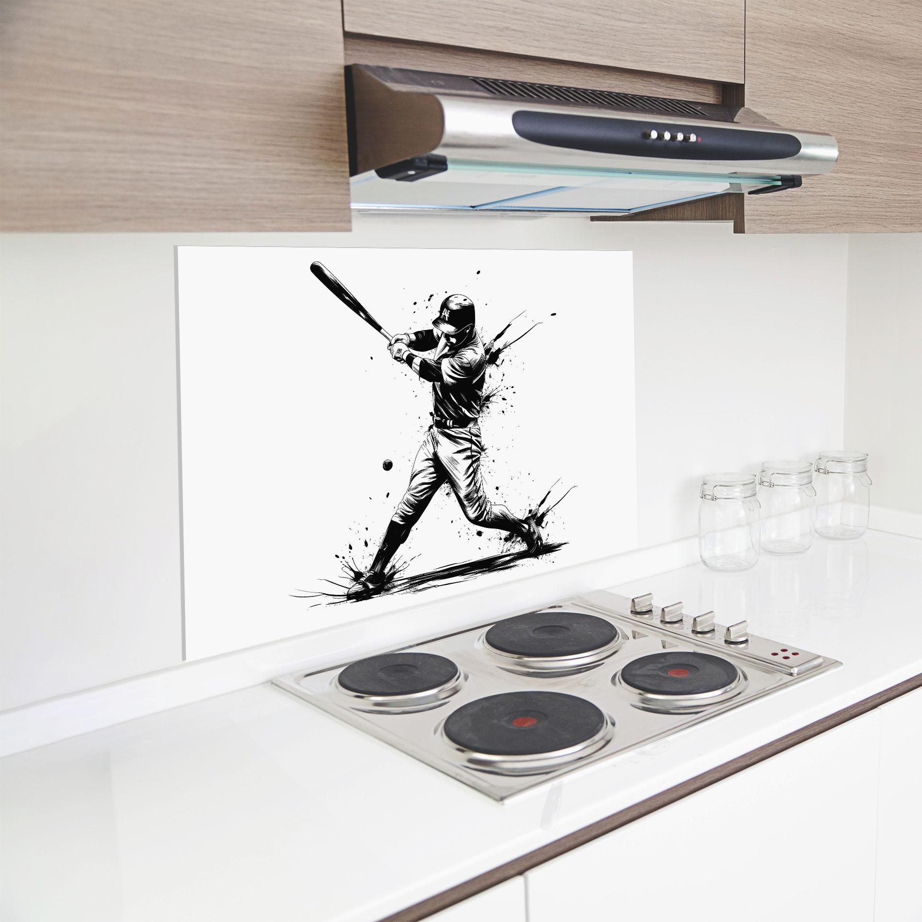 Küchenrückwand Glas Baseball Splash mockup 8