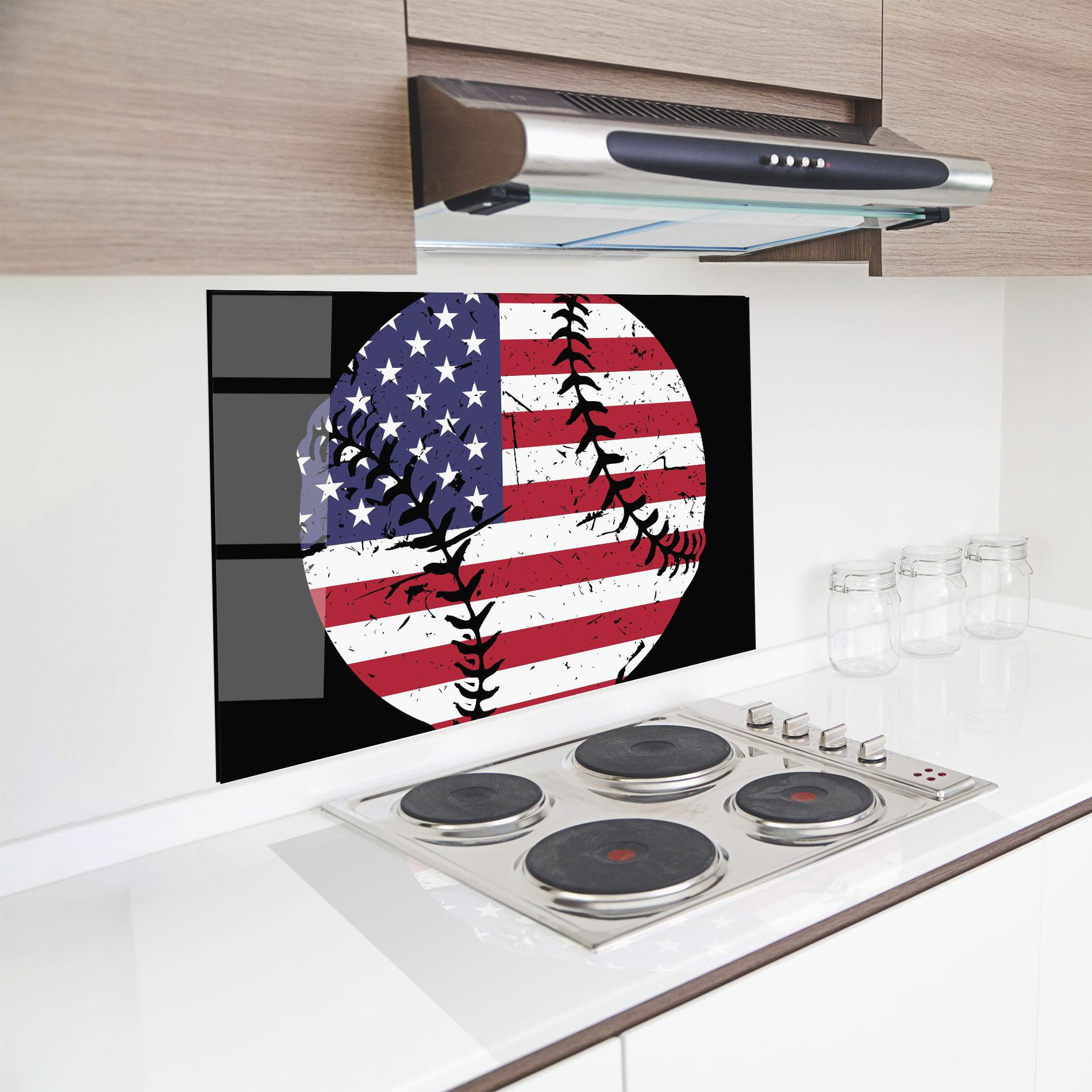 Küchenrückwand Glas Baseball Usa mockup 8