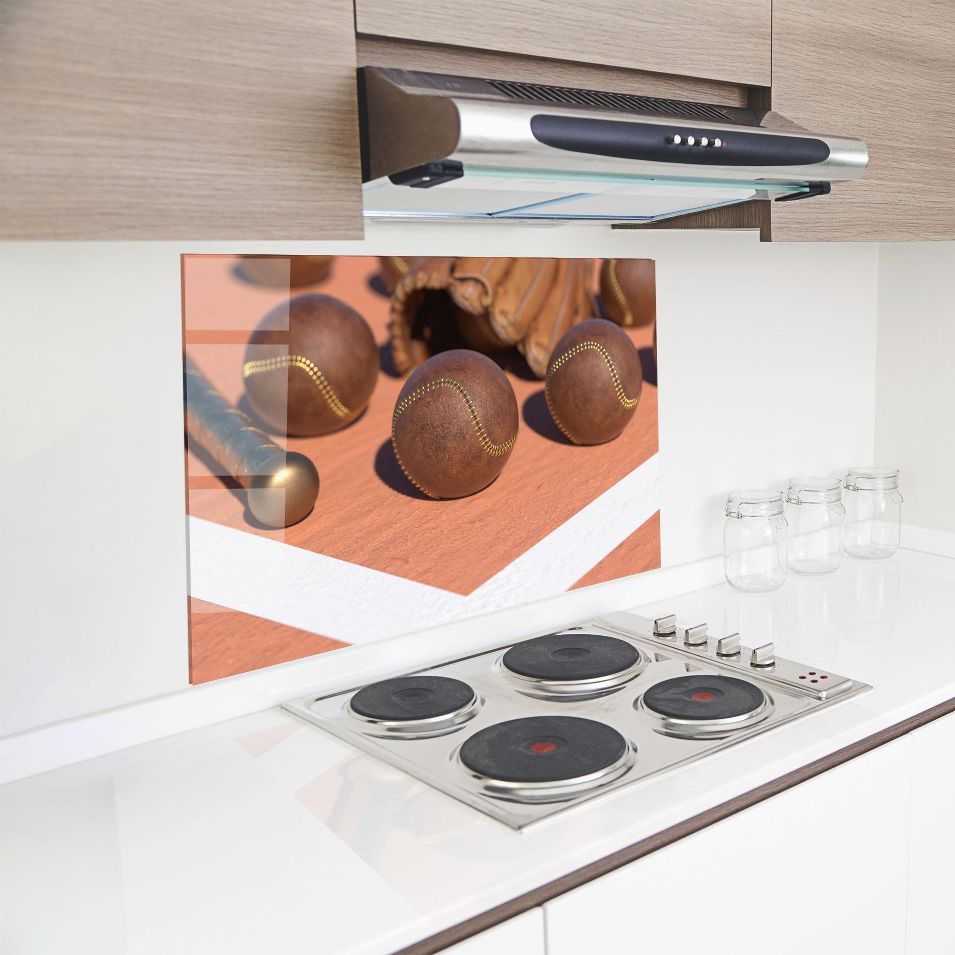 Küchenrückwand Glas Brown Baseball Ball mockup 8