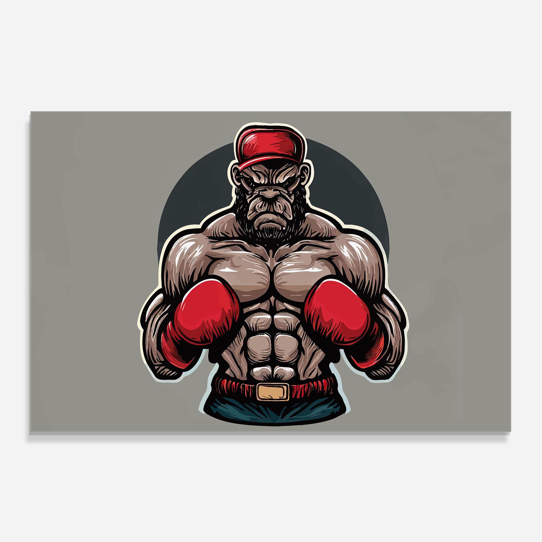Küchenrückwand Glas Boxer Character mockup 0