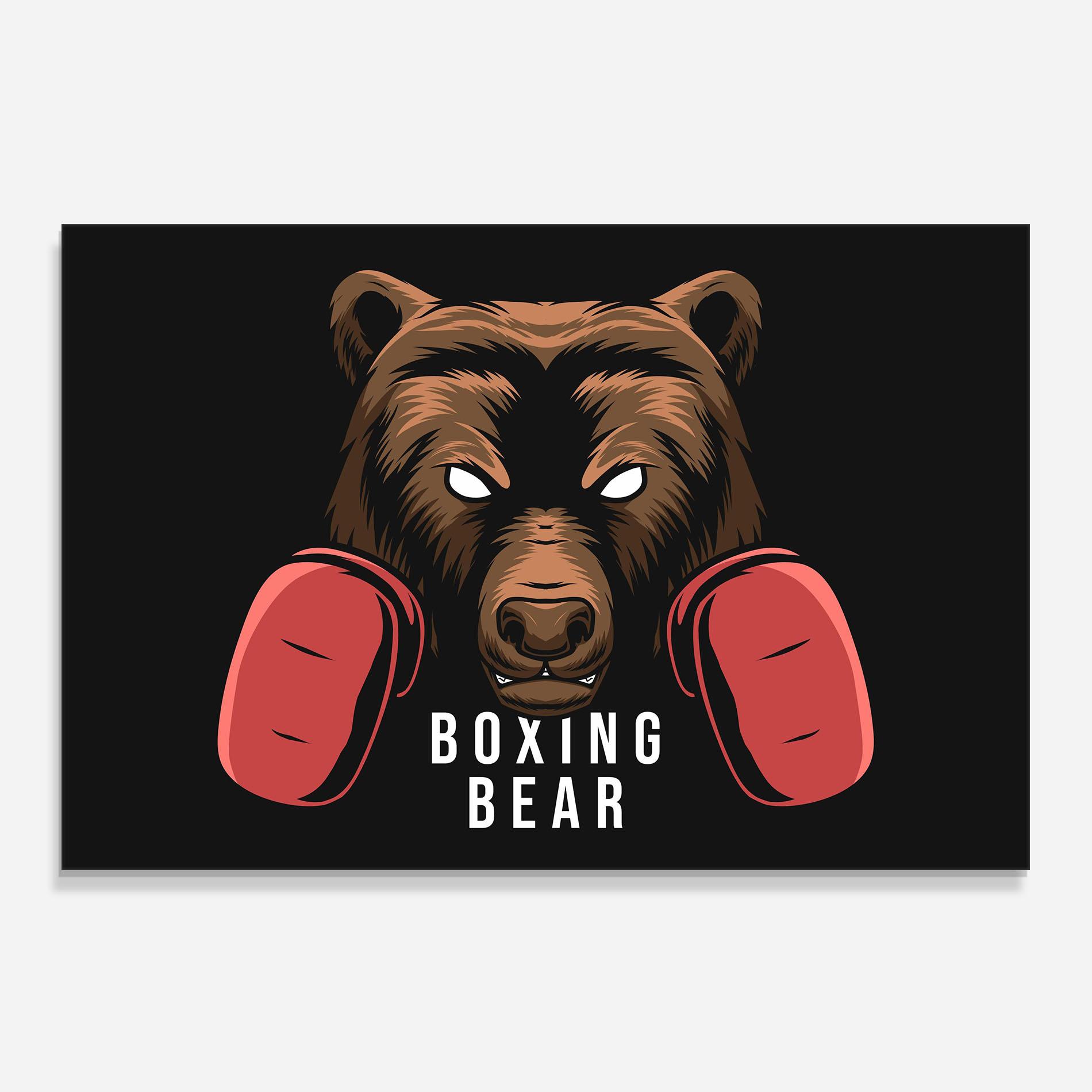 Küchenrückwand Glas Boxing Bear mockup 0