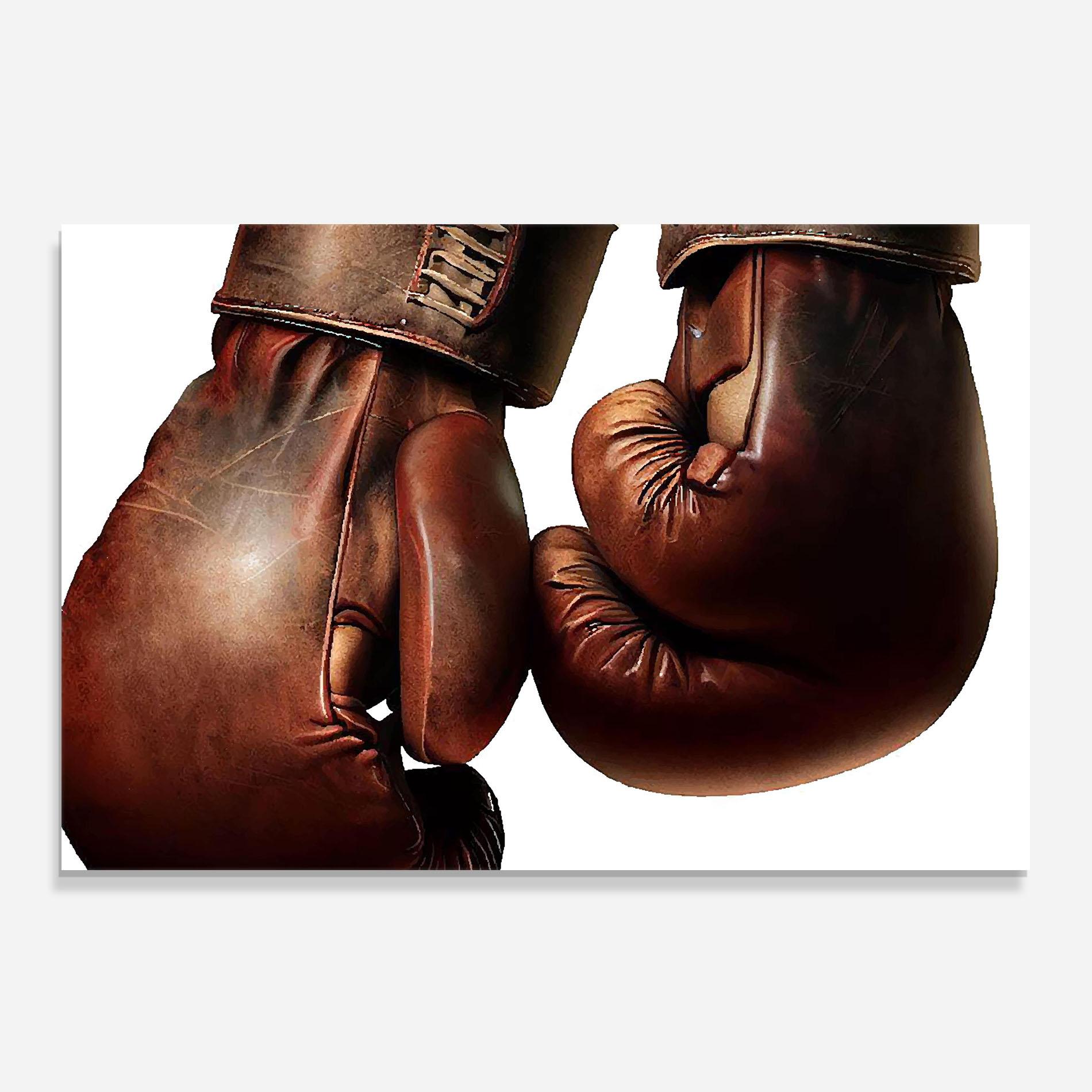 Küchenrückwand Glas Boxing Brown Gloves mockup 0