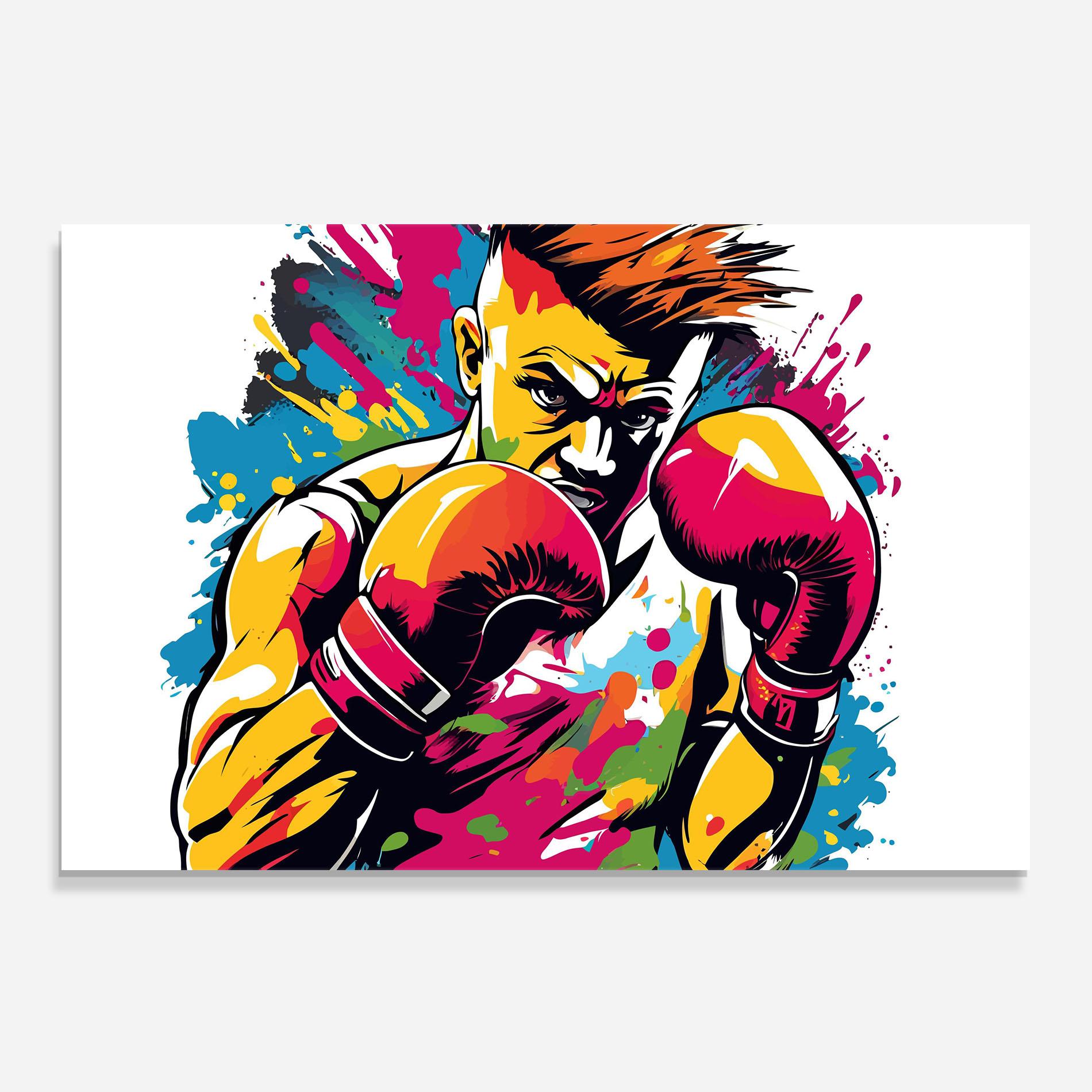 Küchenrückwand Glas Boxing Illustration mockup 0