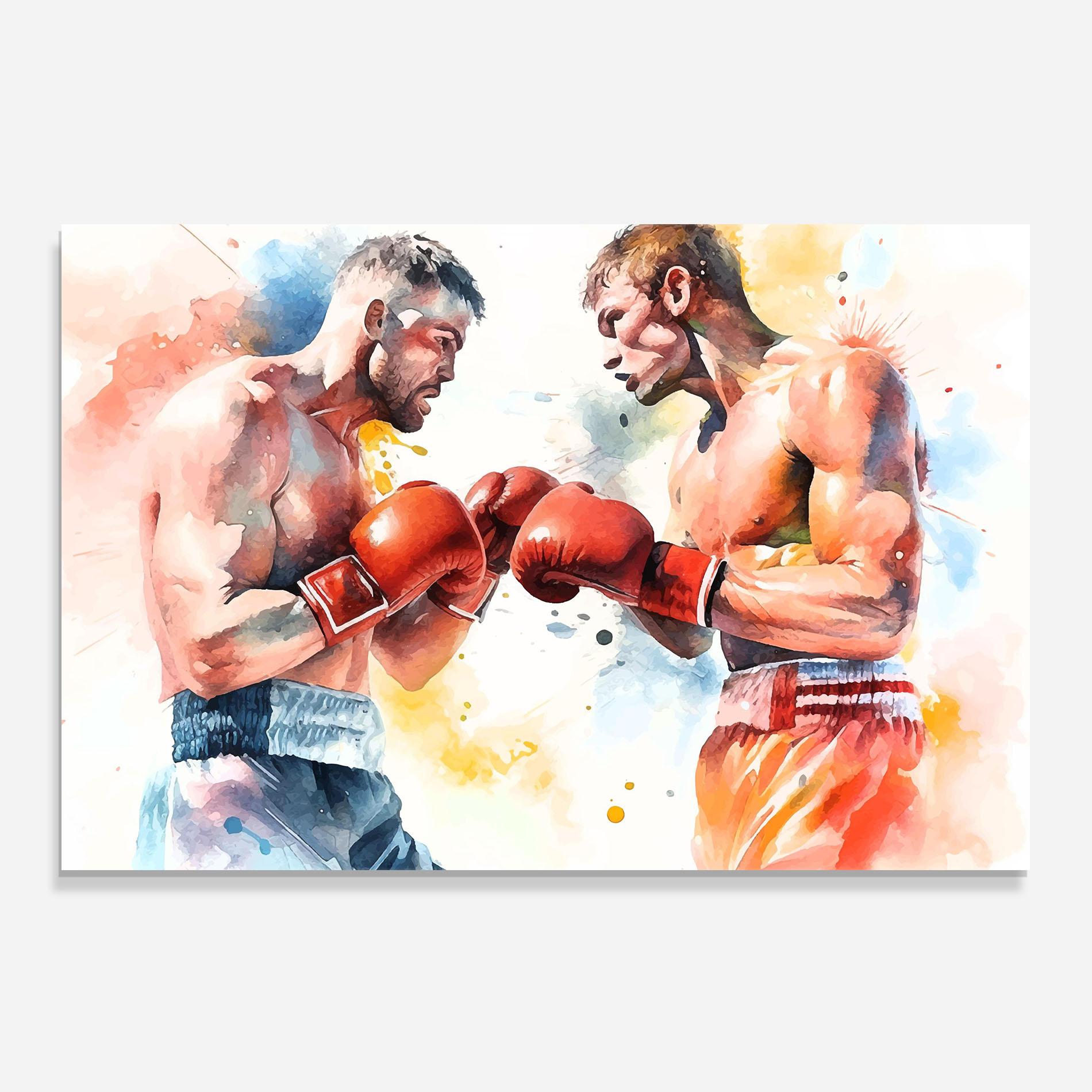 Küchenrückwand Glas Boxing Match Art mockup 0