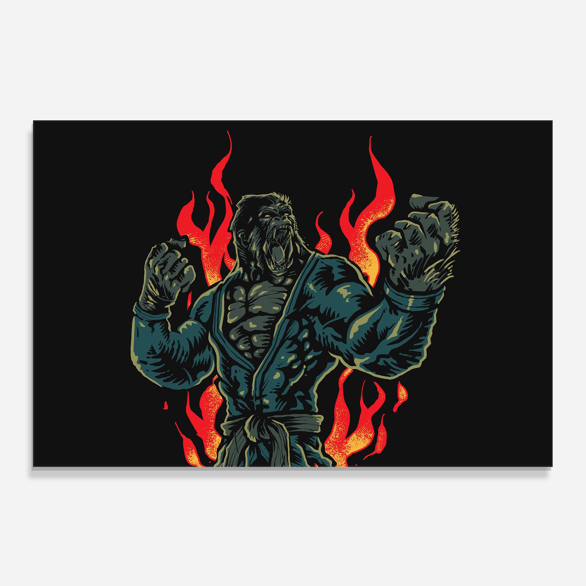 Küchenrückwand Glas Gorilla Box Fighter mockup 0