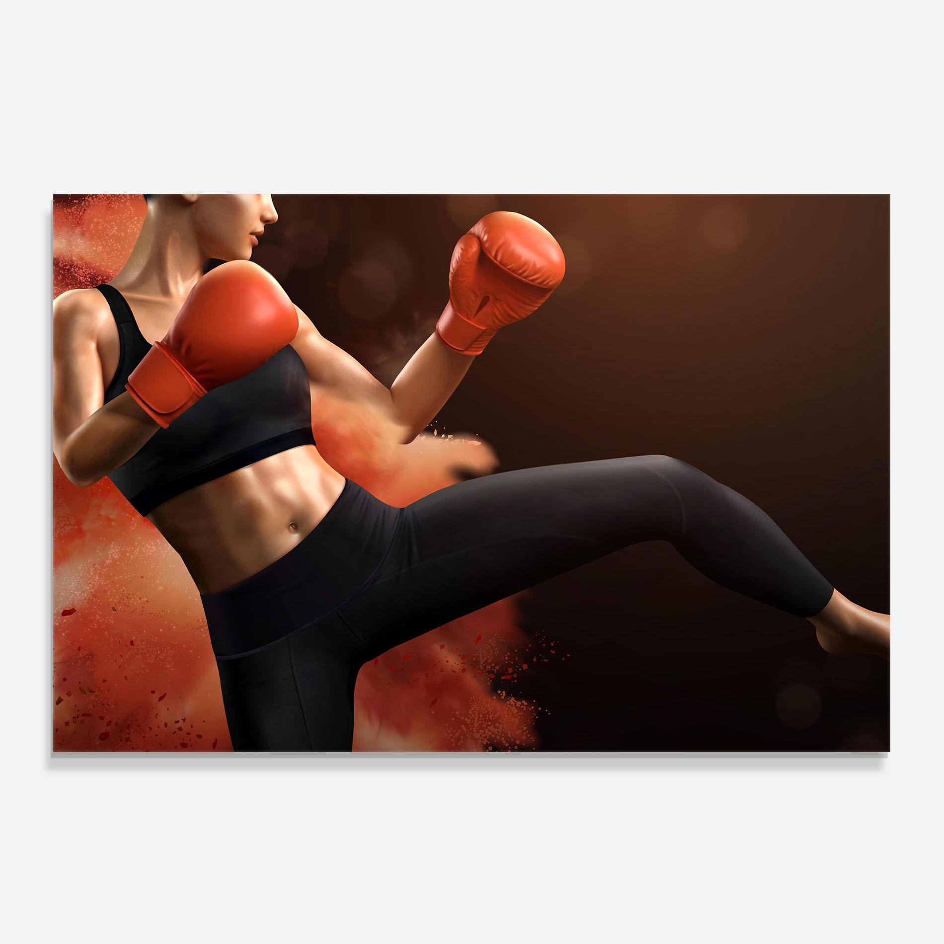 Küchenrückwand Glas Woman Box mockup 0