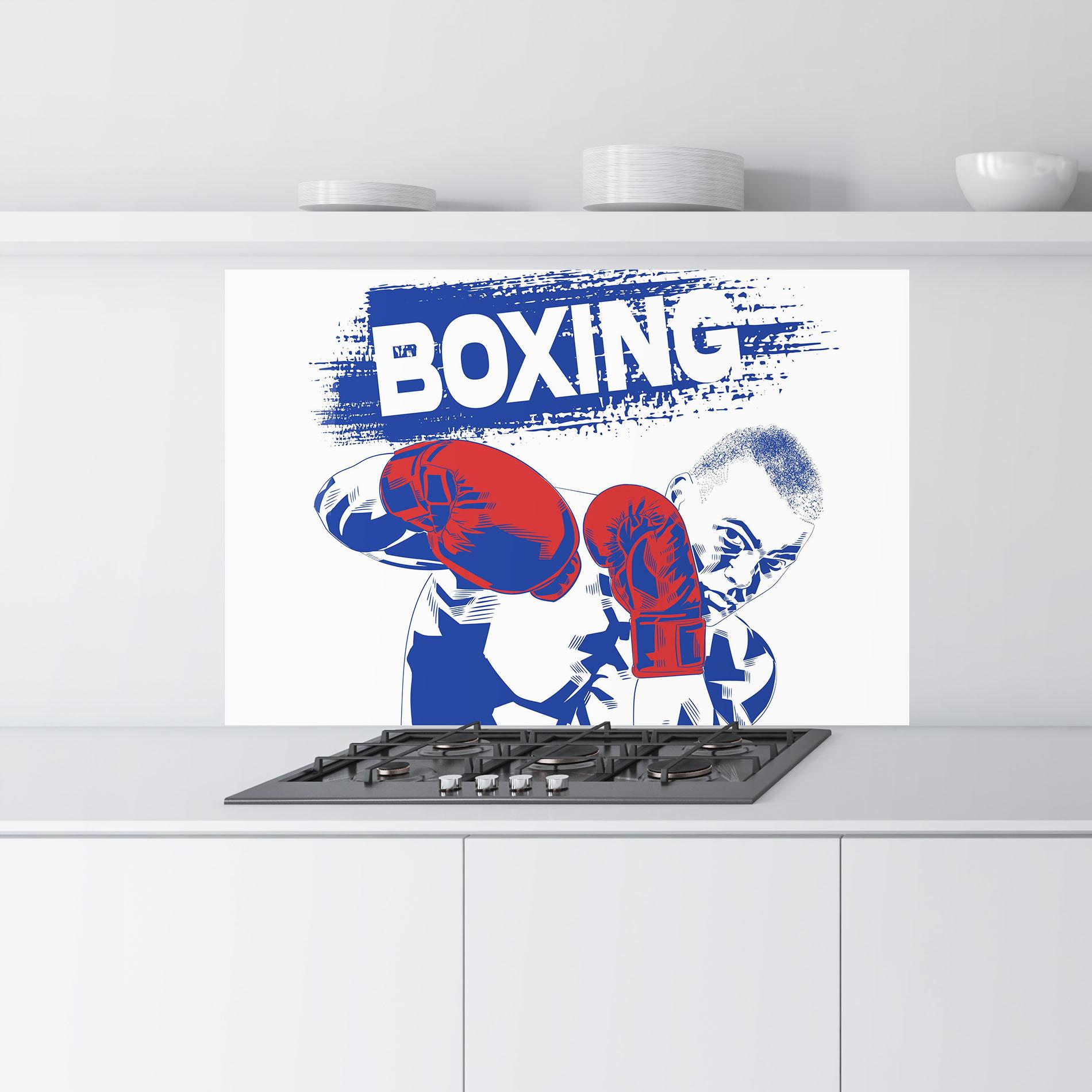 Küchenrückwand Glas Blue Boxing mockup 9